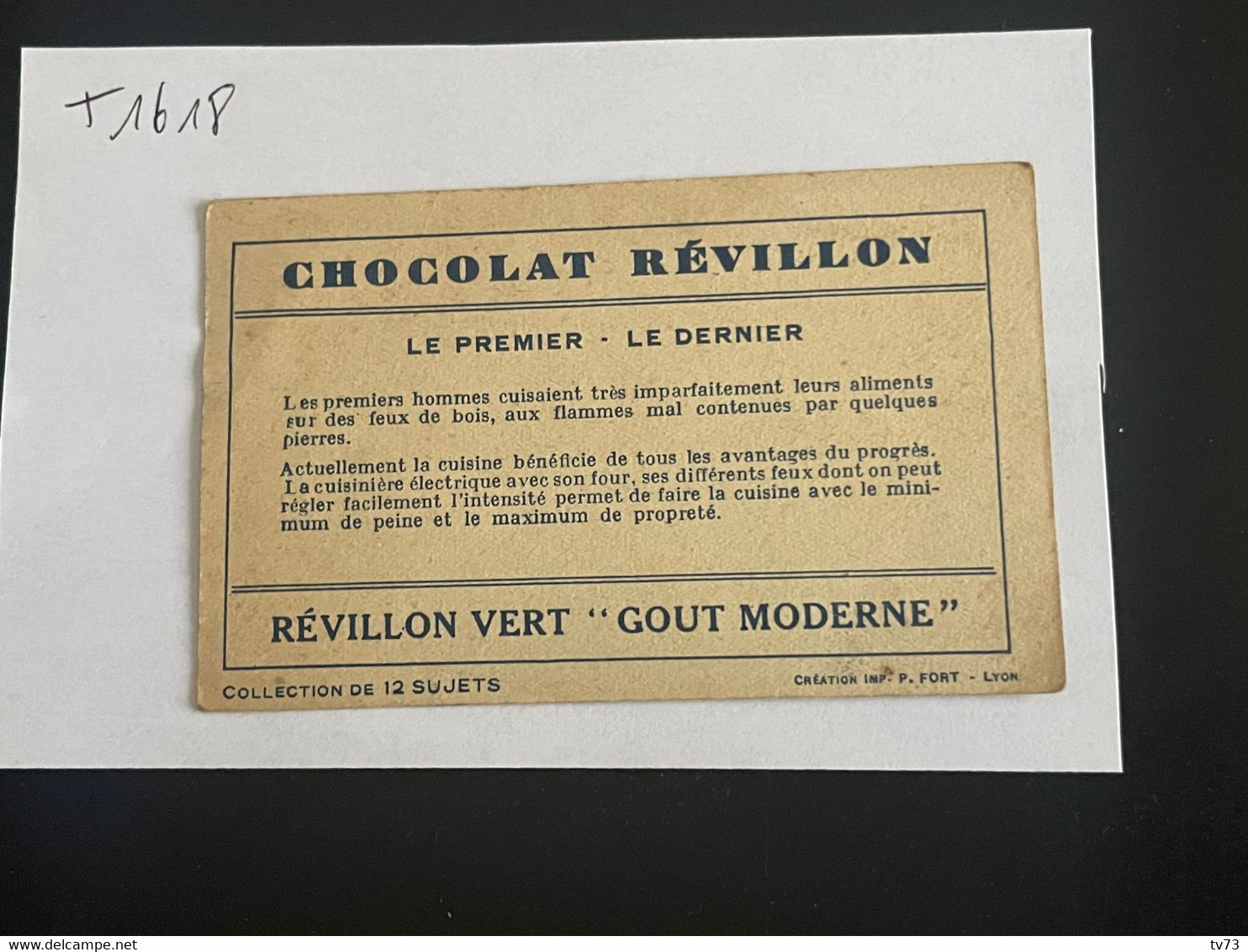 T1618 - Chromo - Chocolat REVILLON - L'art Culinaire - La Broche - La Cuisinière électrique - Revillon