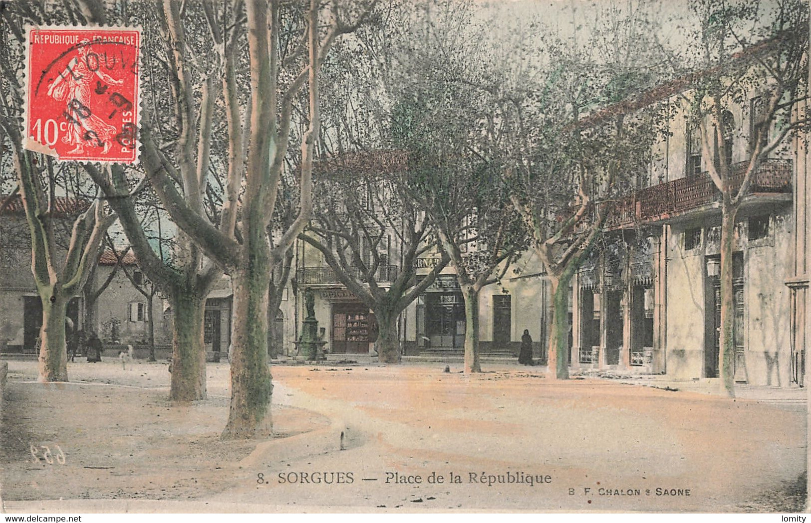 84 Sorgues Place De La République CPA Cachet 1909 - Sorgues