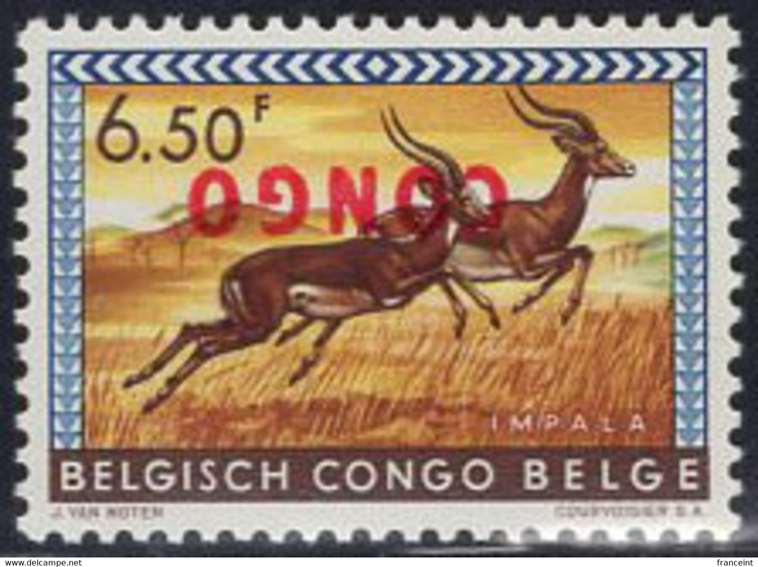 CONGO(1960) Impalas. Variety With Inverted Overprint. Scott No 350. - Plaatfouten En Curiosa