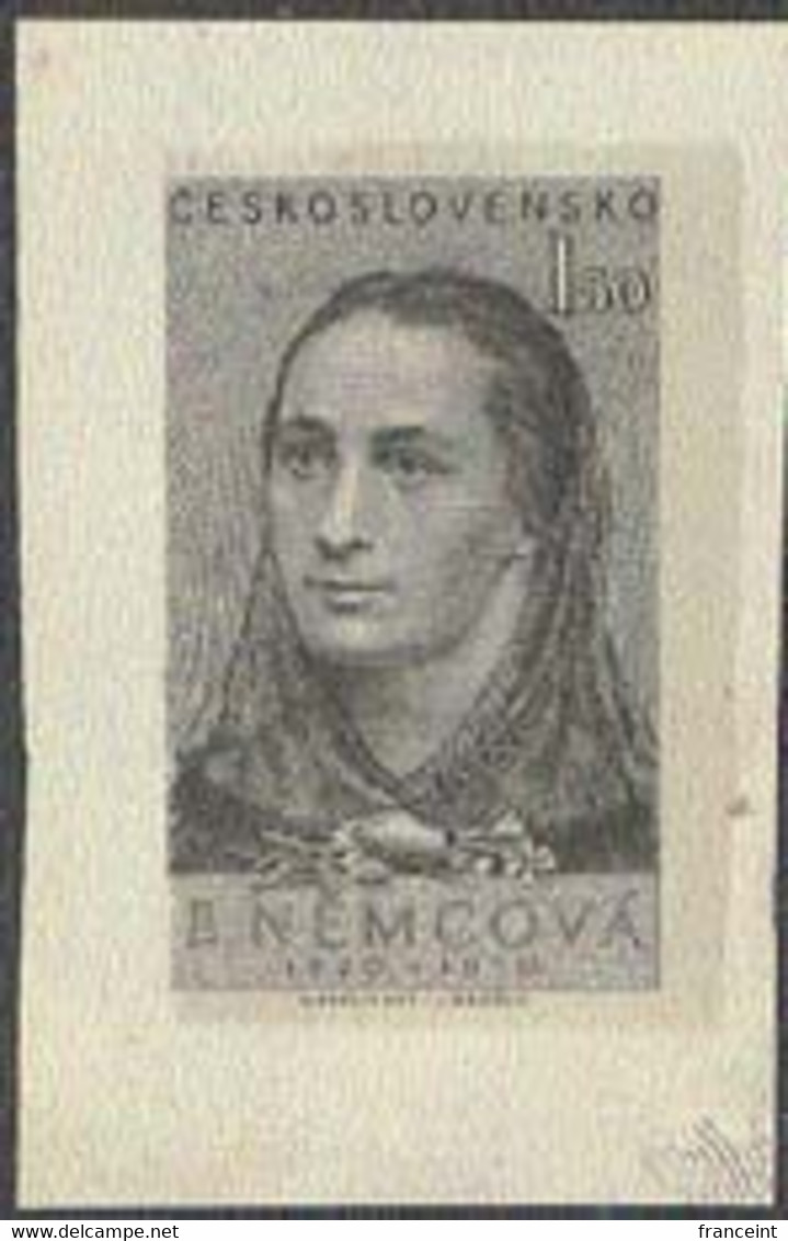 CZECHOSLOVAKIA(1950) Bozena Nemcova. Die Proof In Black. 100th Anniversary Of Birth. Scott 416, Yvert 538. - Proofs & Reprints