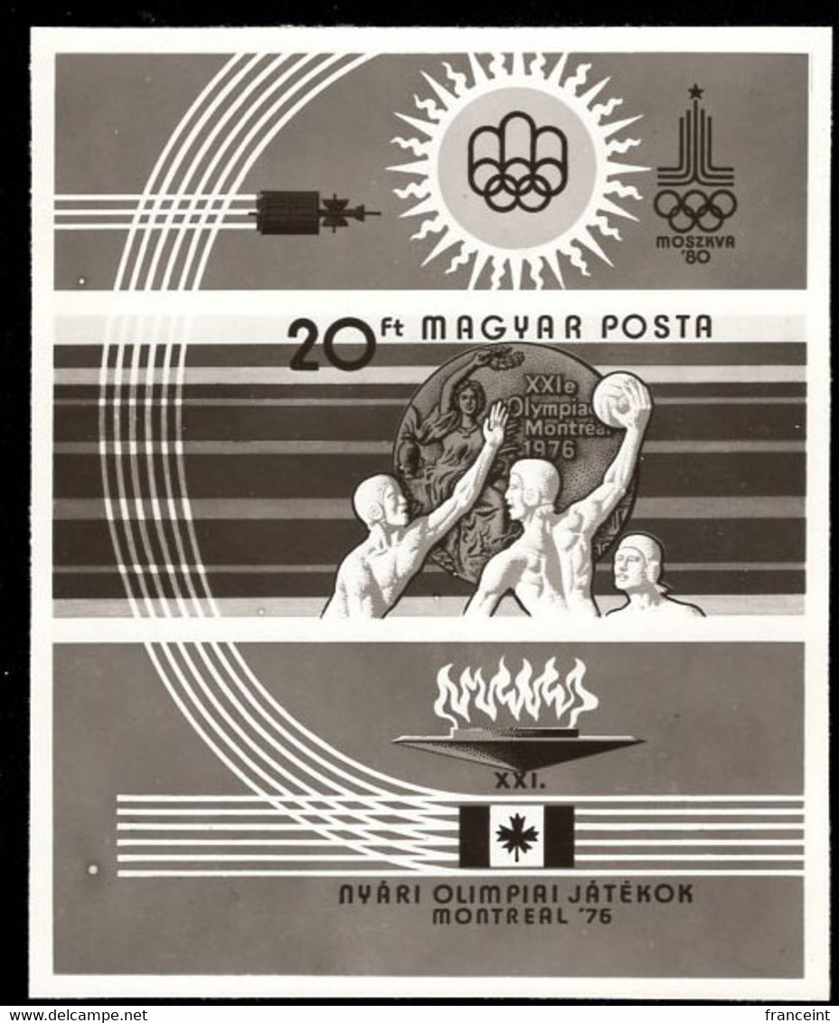 HUNGARY(1976) Water Polo. Photographic Proof Of Souvenir Sheet. Scott No 2456. Montreal Olympics. - Ensayos & Reimpresiones