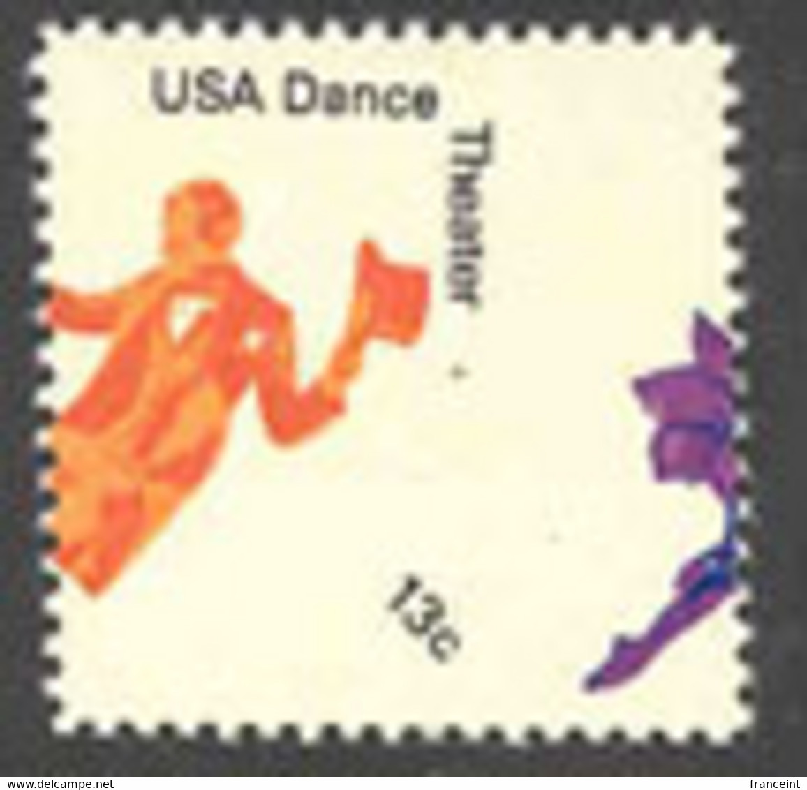 U.S.A.(1978) Performer In Top Hat And Cane. Misperforation Error. Scott No 1750, Yvert No 1196. - Variedades, Errores & Curiosidades