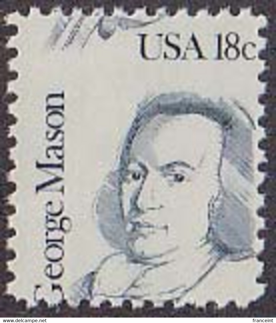 U.S.A.(1981) George Mason. Horizontal Misperforation Resulting In The Value Appearing At The Top. Scott 1858, Yvert 1318 - Varietà, Errori & Curiosità