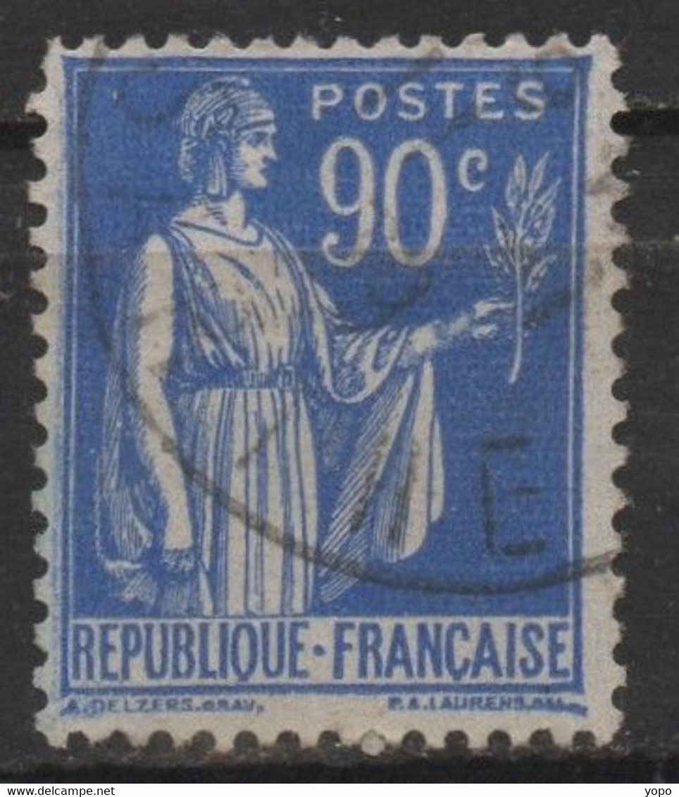 TimbrePaix 90 Centimes Outremer, N°368 B TYPE II, Avec Essuyage De La Signature - Gebruikt