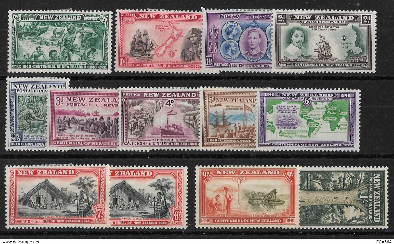 AN10 - Nouvelle Zélande PO 243 / 255 * Trace De Charnière  - 1940. Centenaire De La Souveraineté Britannique. Très Bien. - Nuevos