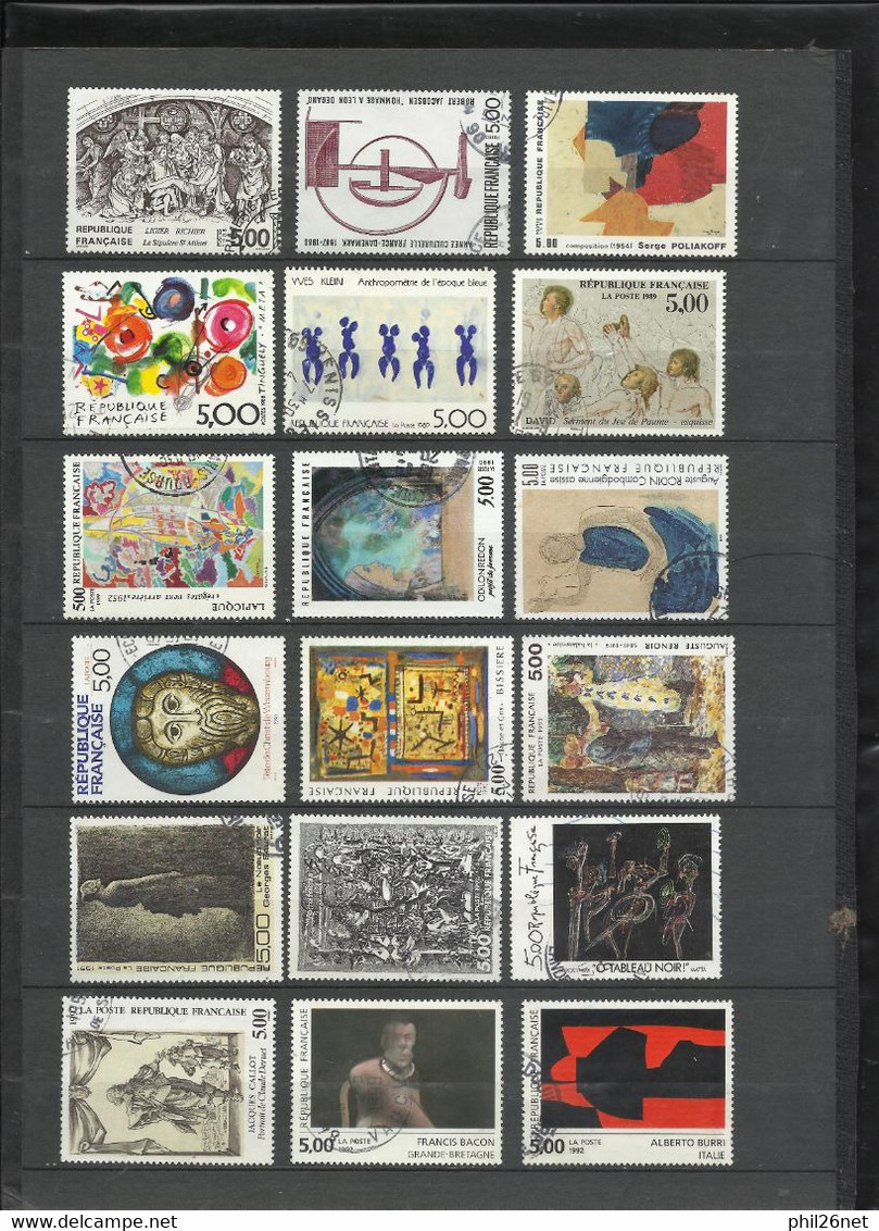 Série artistique de 1961 à 1996  N°1319  à 3014 Oblitérés  TB cachets TB  pas de vagues + KDO    voir scans soldé ! ! !