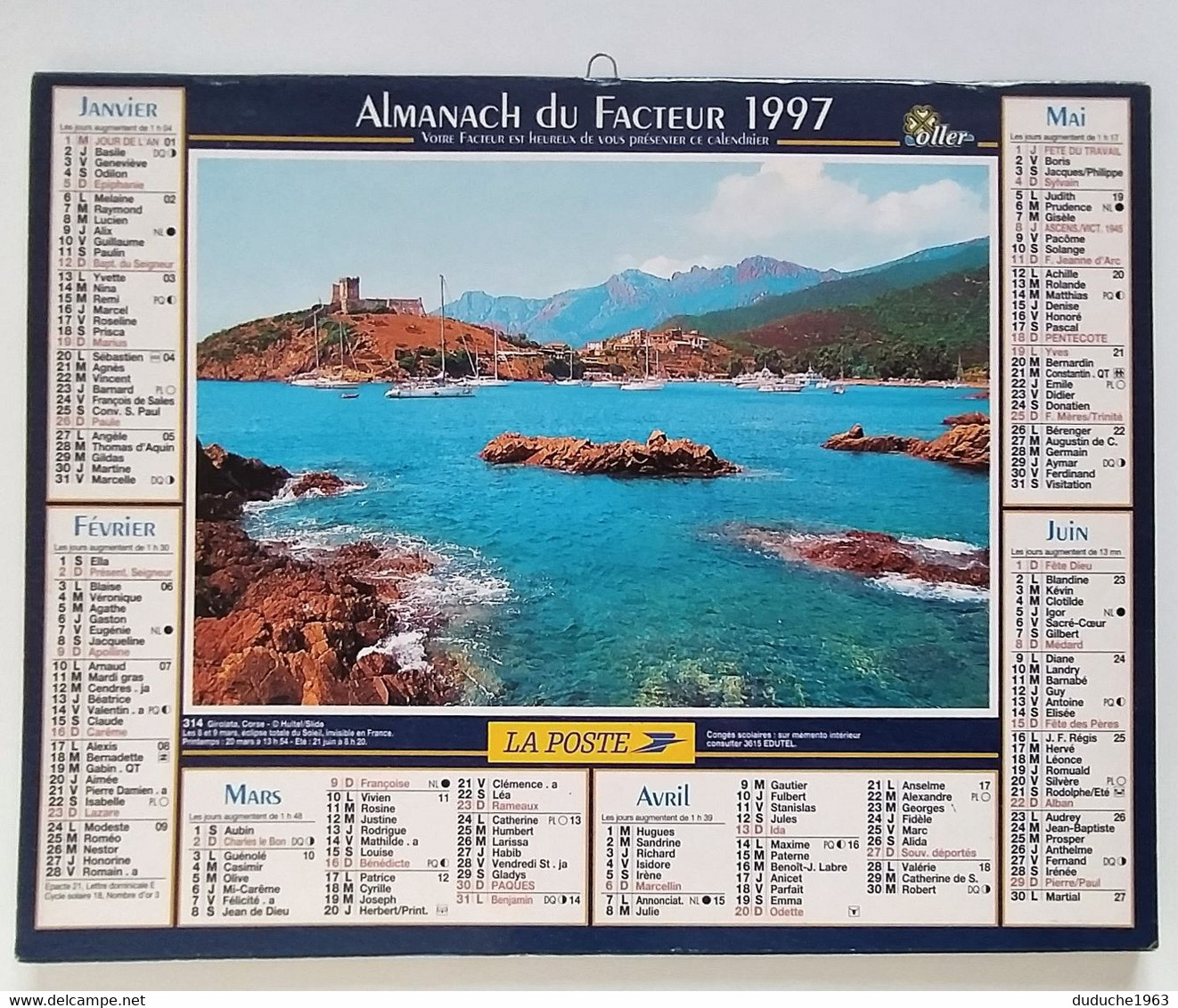 Calendrier La Poste - Almanach PTT 1997 - Seine Maritime - Grand Format : 1991-00