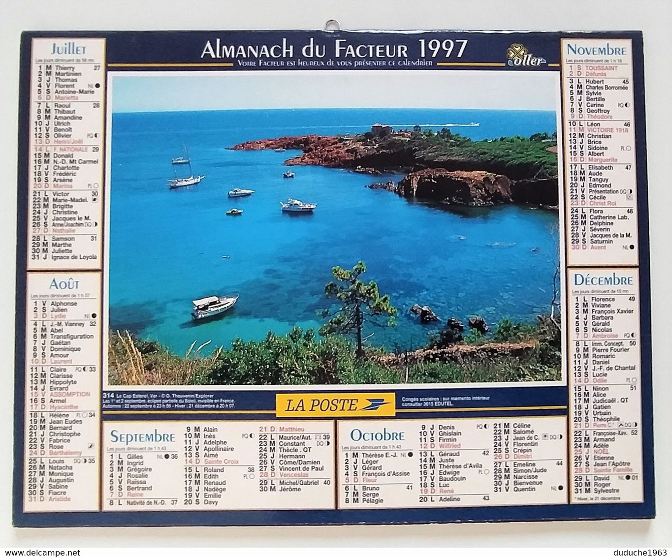 Calendrier La Poste - Almanach PTT 1997 - Seine Maritime - Grand Format : 1991-00