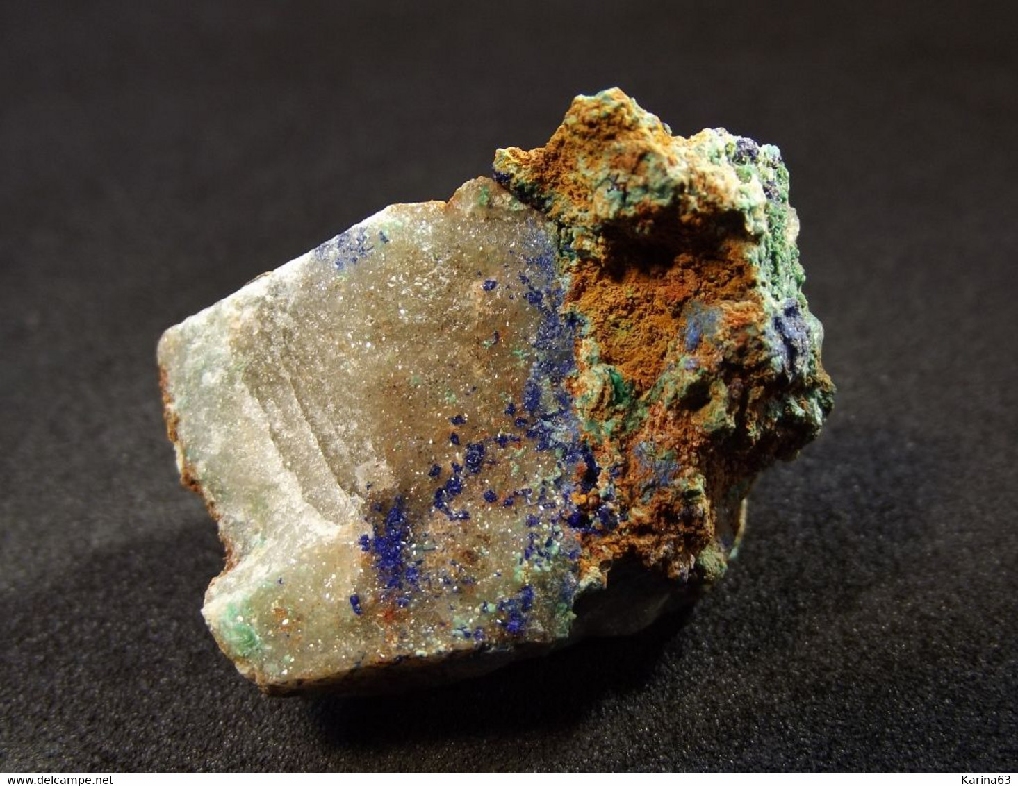 Azurite With Malachite ( 3 X 2 X 1.5 Cm ) Oumjrane Mining Area - Alnif Cercle -Tinghir Province - Morocco - Minéraux