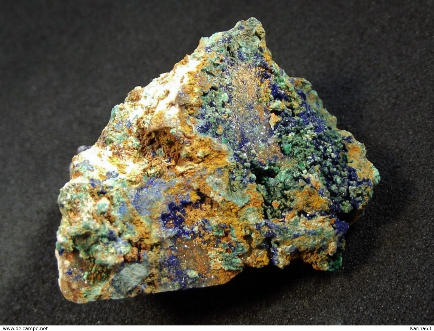 Azurite With Malachite ( 3 X 2 X 1.5 Cm ) Oumjrane Mining Area - Alnif Cercle -Tinghir Province - Morocco - Minéraux