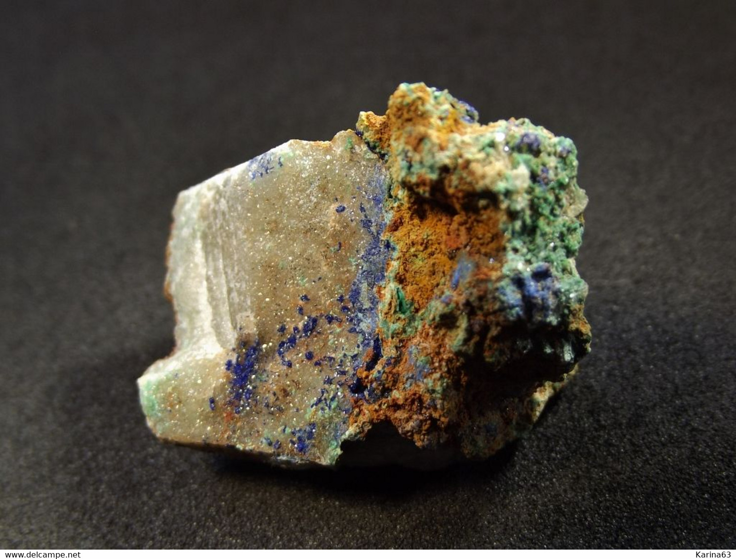 Azurite With Malachite ( 3 X 2 X 1.5 Cm ) Oumjrane Mining Area - Alnif Cercle -Tinghir Province - Morocco - Minéraux