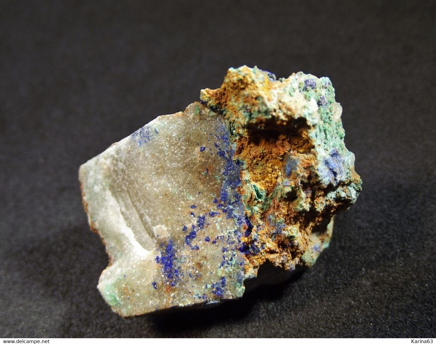 Azurite With Malachite ( 3 X 2 X 1.5 Cm ) Oumjrane Mining Area - Alnif Cercle -Tinghir Province - Morocco - Minéraux