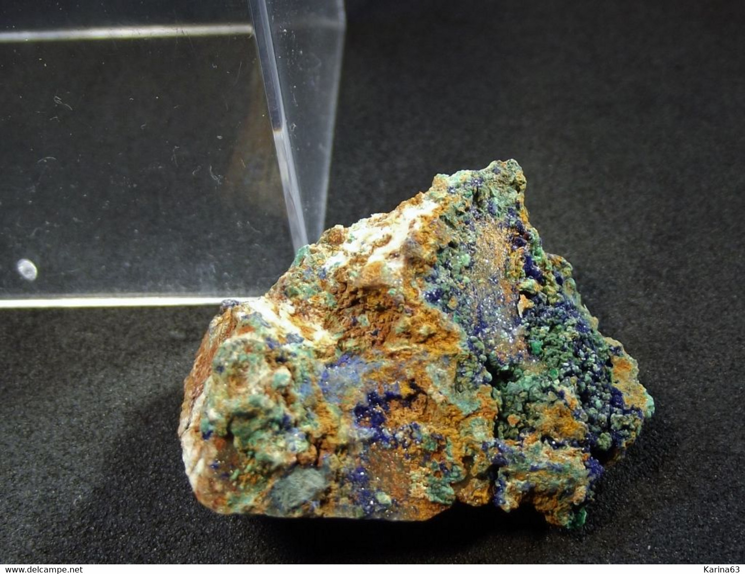 Azurite With Malachite ( 3 X 2 X 1.5 Cm ) Oumjrane Mining Area - Alnif Cercle -Tinghir Province - Morocco - Minéraux