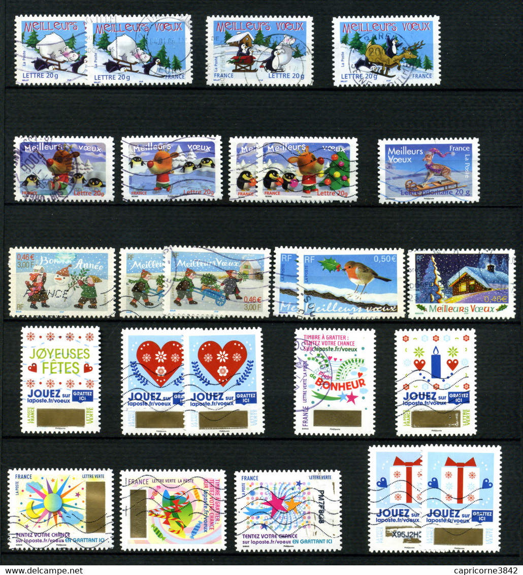 Lot De 19 Timbres Différents Autoadhésifs - VOEUX Et CHANCE à Gratter - Oblitérés