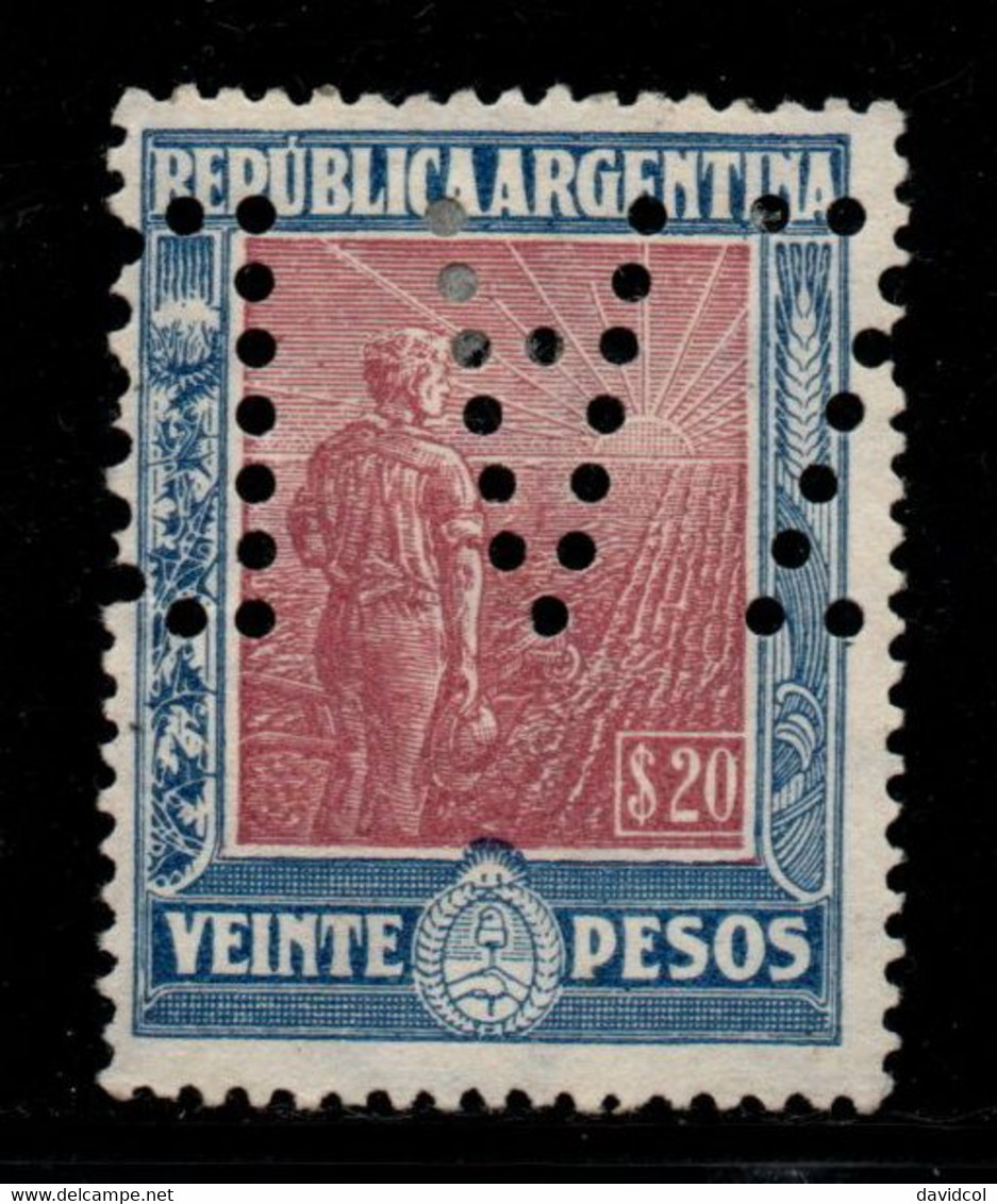 0381- ARGENTINA - 1913 - SC#: 204 - USED - PUNCH CANCEL "INUTILIZADO" - AGRICULTURE - Gebruikt