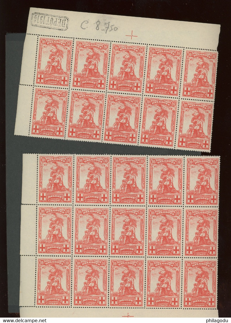 127.x25 **  10c Mérode Morceau De Feuille *** Très Frais. Cote. 450,-euros - 1918 Rotes Kreuz