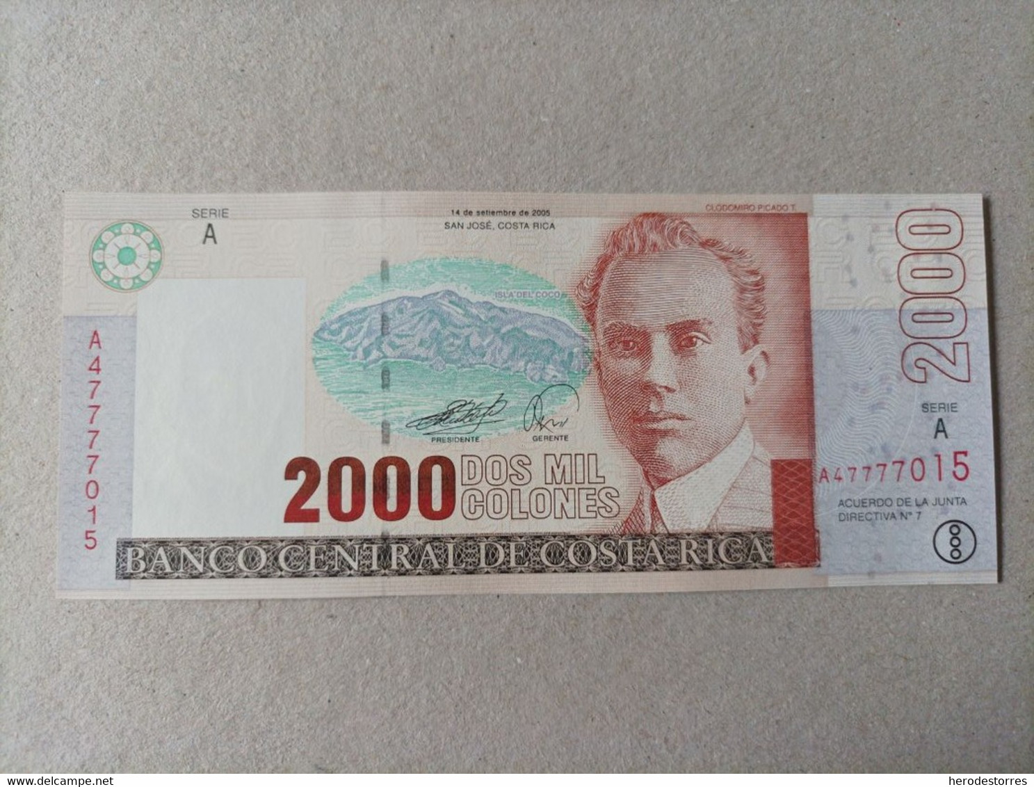 Billete De Costa Rica De 2000 Colones Serie A, Año 2005, UNC - Costa Rica