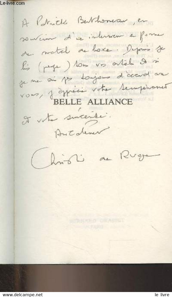 Belle Alliance - De Rivoyre Christine - 1982 - Livres Dédicacés