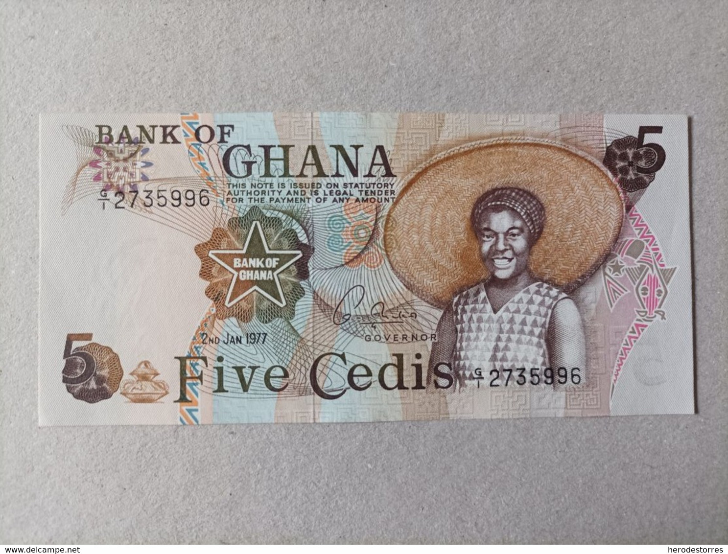 Billete De GHANA De 5 Cedis, Año 1977, UNC - Ghana