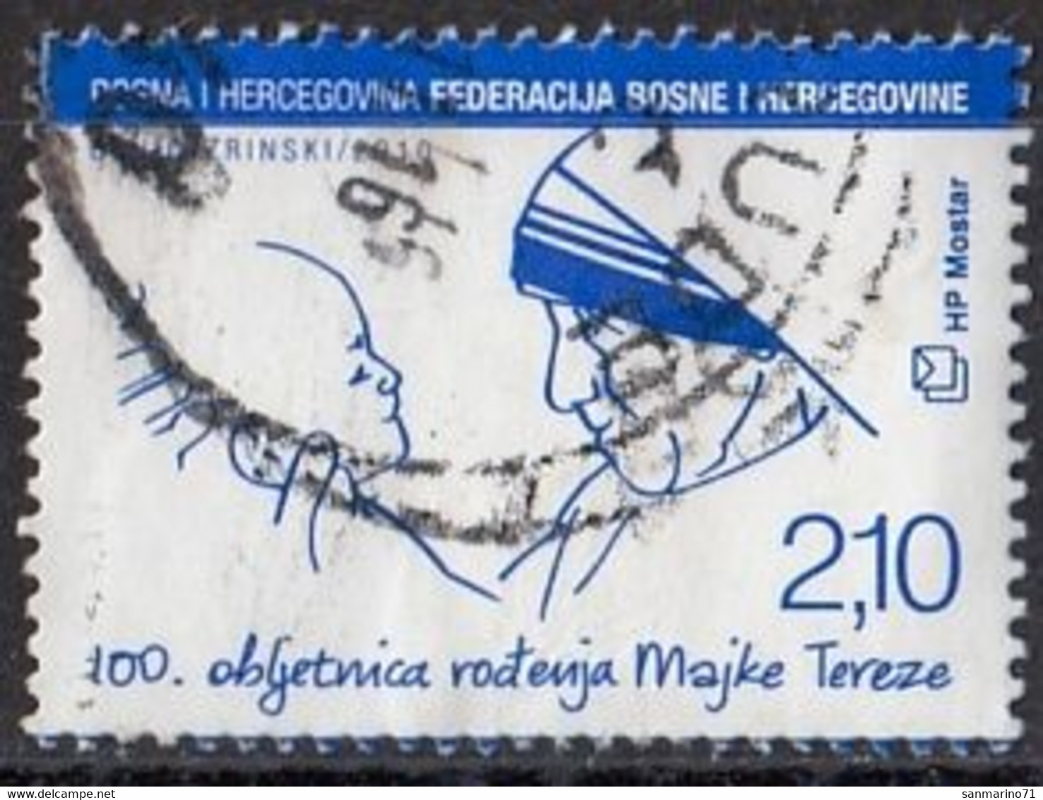 BOSNIA AND HERZEGOVINA Croatian Post Mostar 295,used,mother Teresa - Mother Teresa