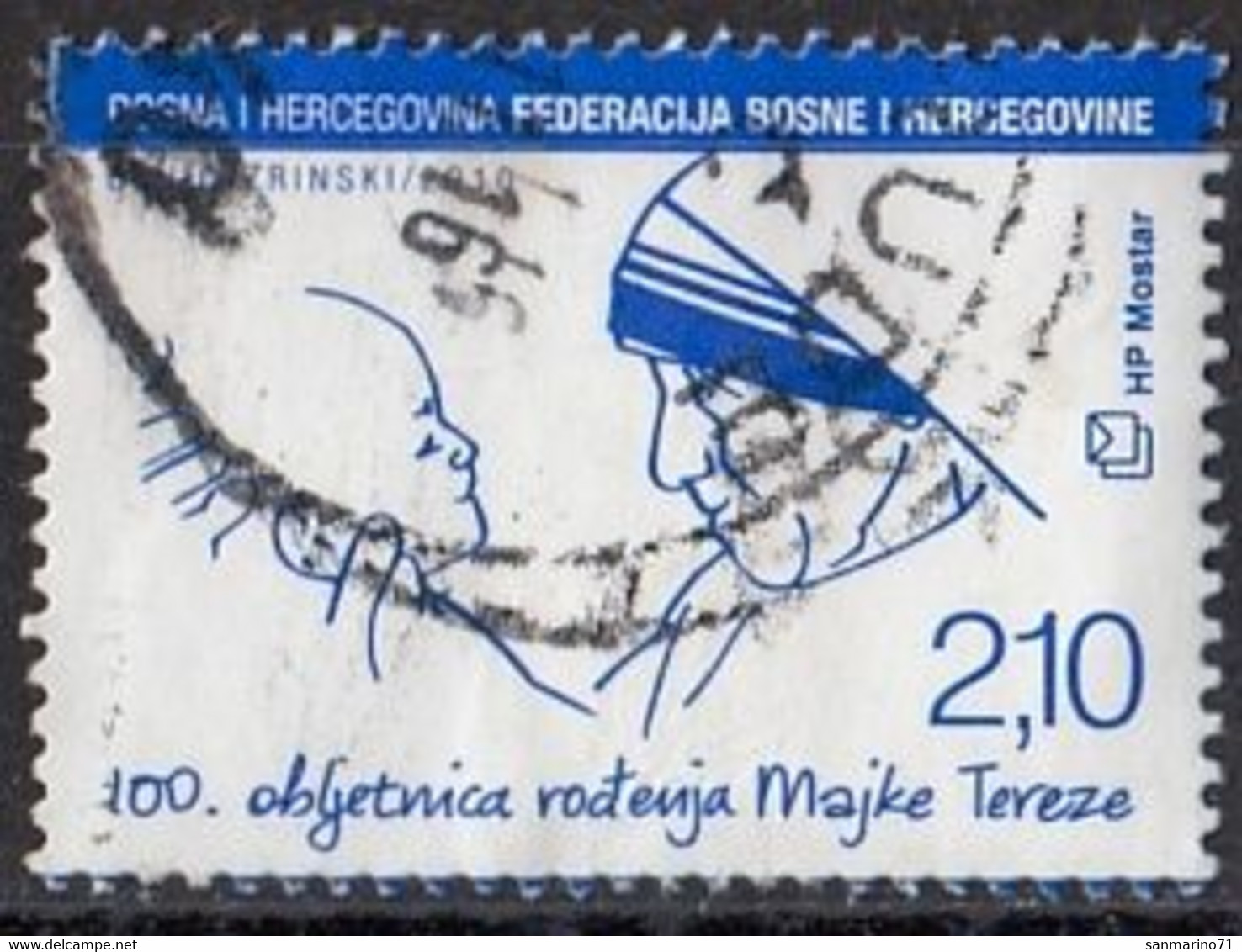 BOSNIA AND HERZEGOVINA Croatian Post Mostar 295,used,mother Teresa - Madre Teresa