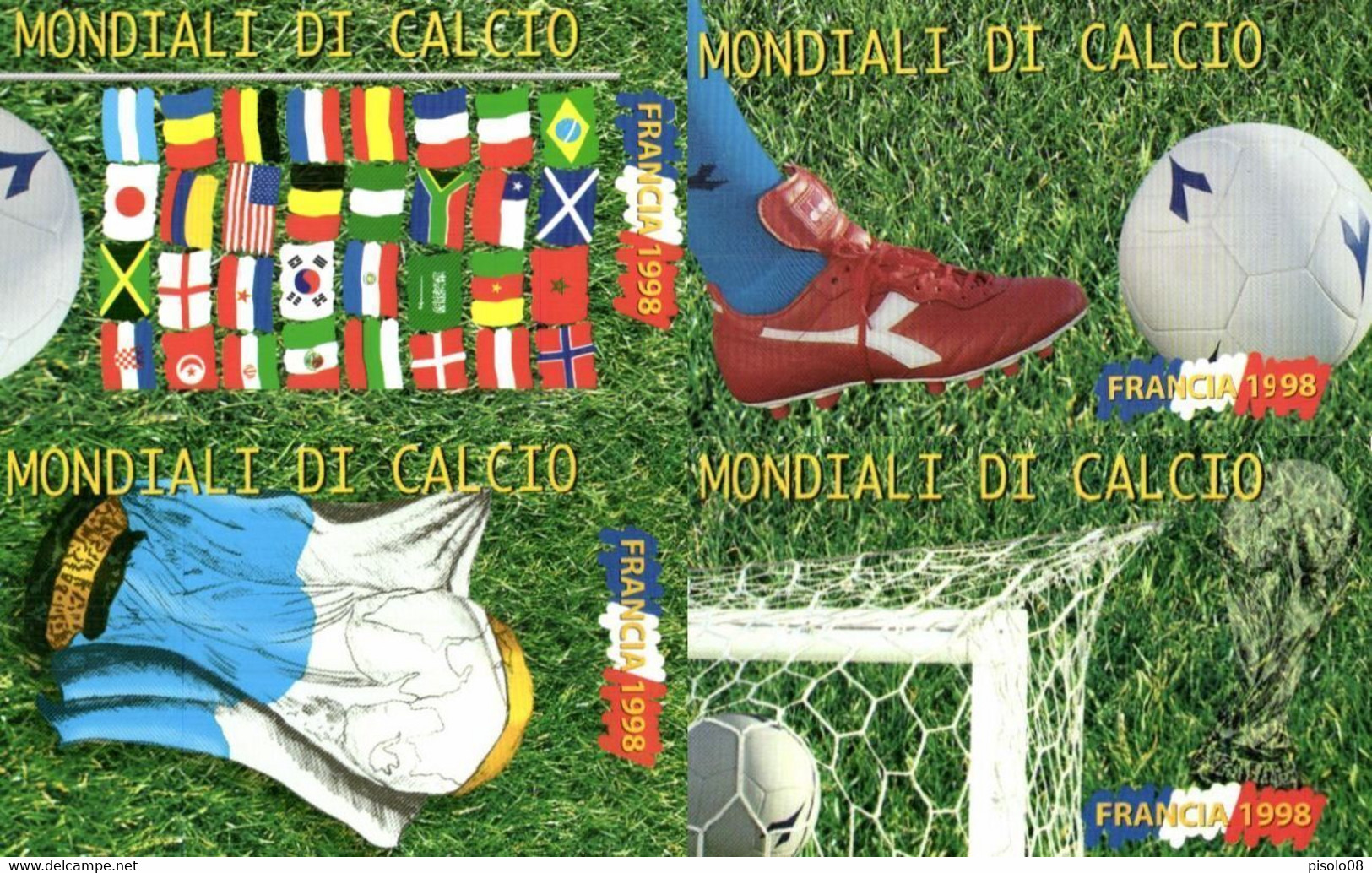 SAN MARINO 4 SCHEDE TELEFONICHE MONDIALI CALCIO FRANCIA 1998 - Saint-Marin