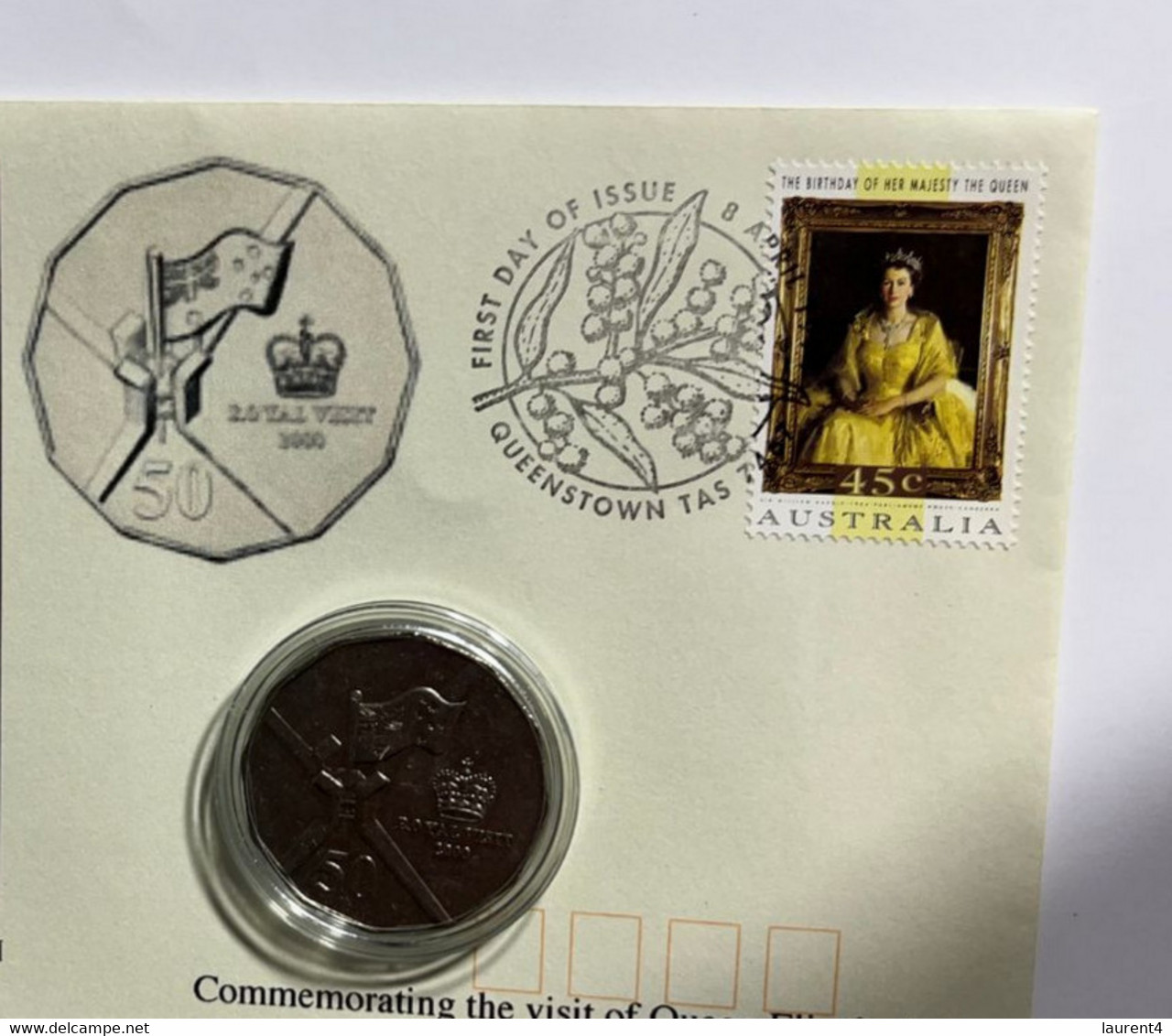 (1 N 29) Australia - Queen Elizabeth Birday FDC 1994 With Queen Elizabeth 2000 Visit To Austrlaia 50-cents Coin - 50 Cents