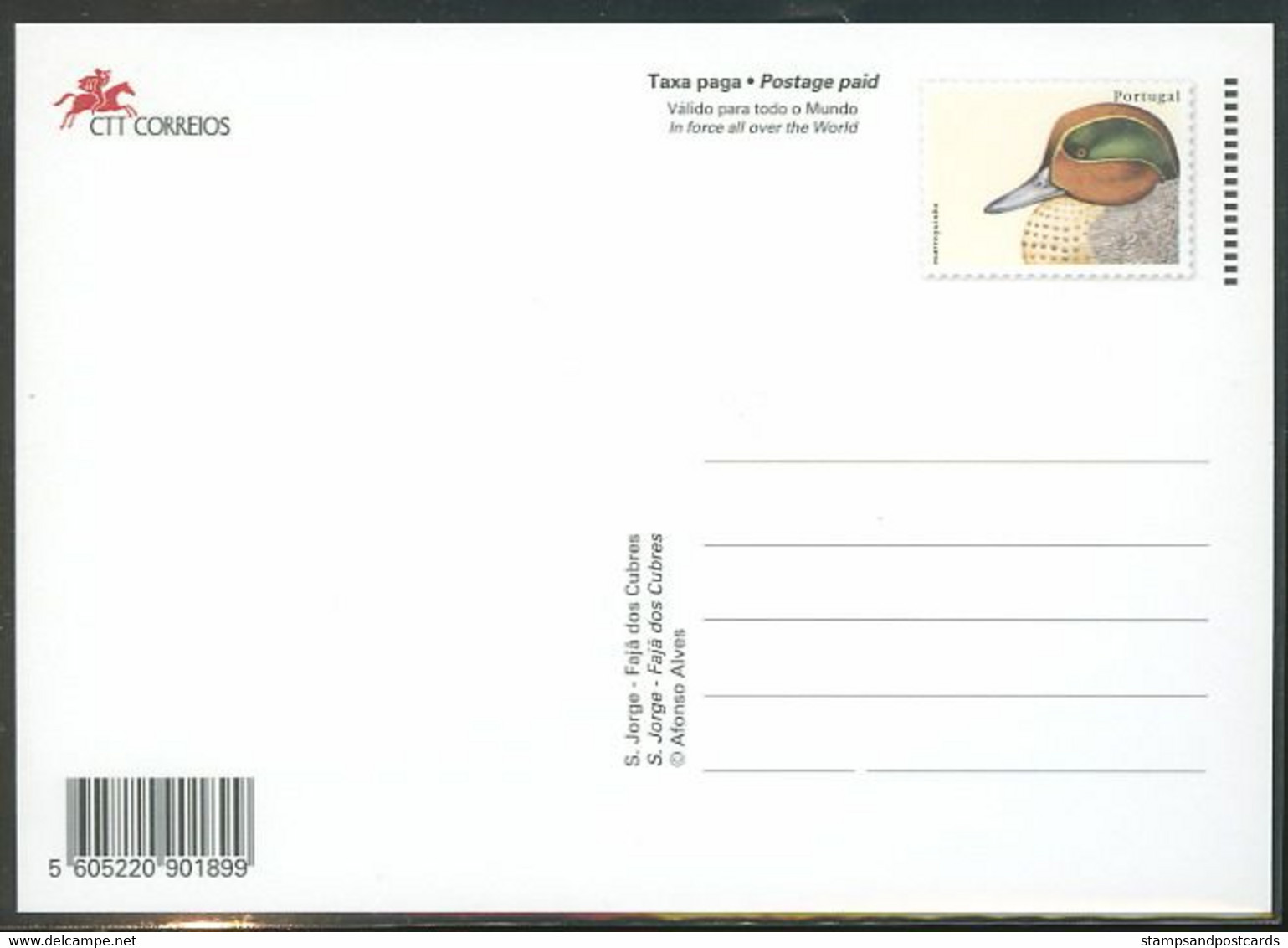 Portugal Entier Postal Açores S. Jorge Ile Volcanique Fajã Dos Cubres Oiseau Azores Stationery Volcanic Island Bird - Volcans