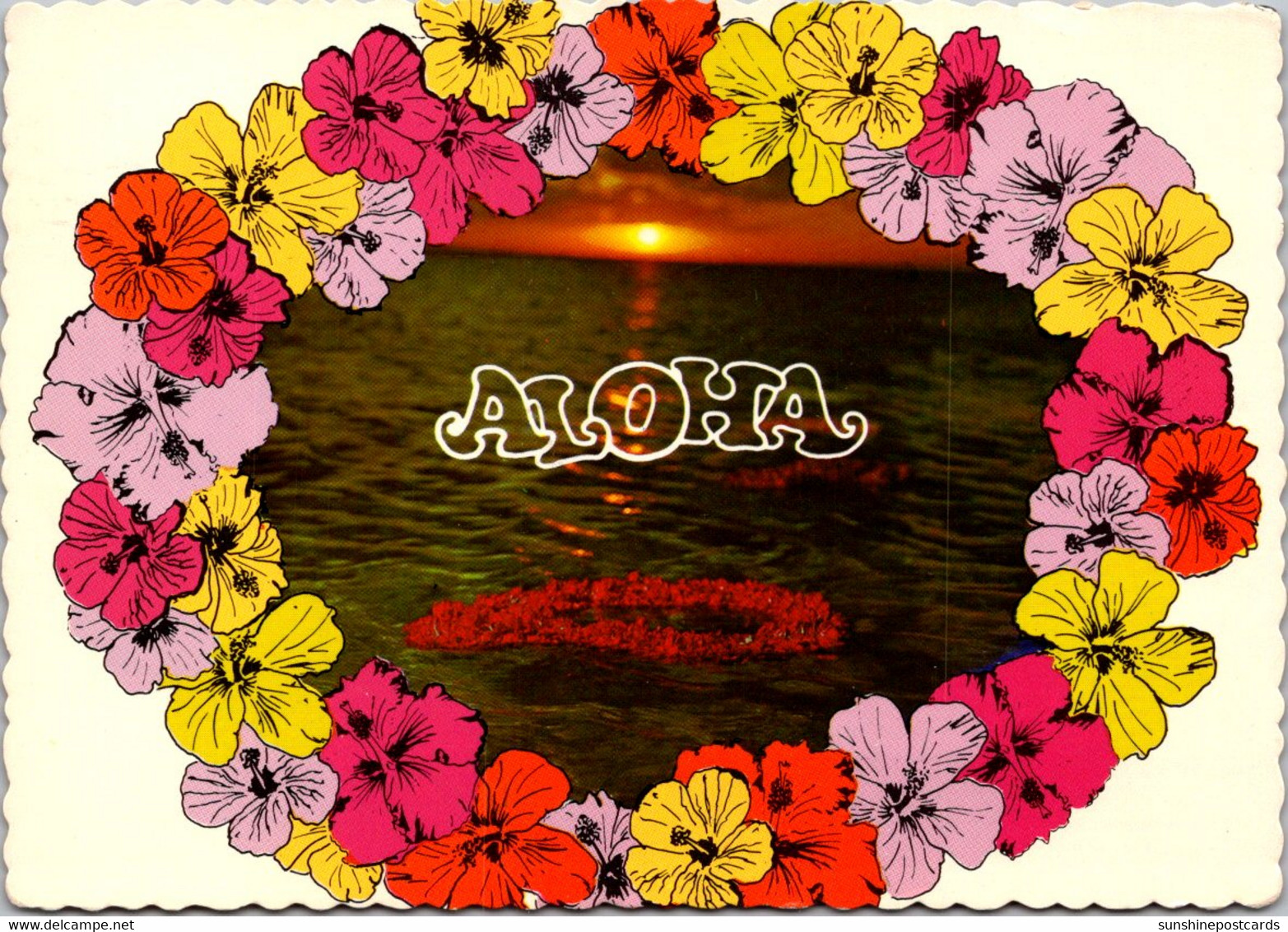 Hawaii Aloha With Flower Lei Floating Shoreward 1977 - Maui