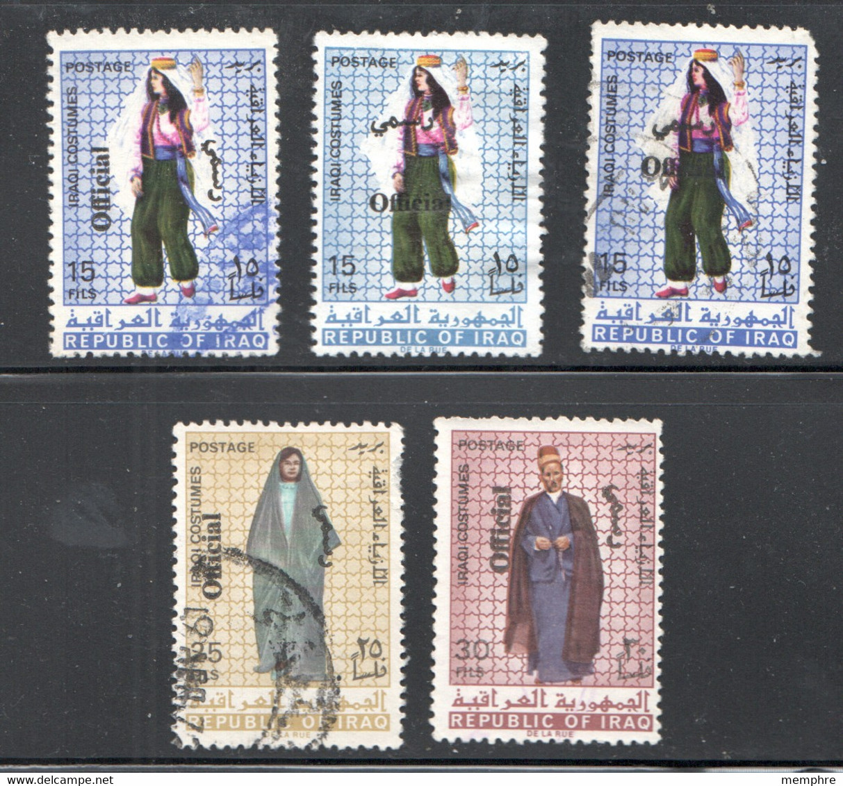 1971  Costumes 15 Fils: Surcharge Verticale Et Surcharges Horizontale Avec Petit Et Grand Espacement. Rares, Oblitérés - Irak