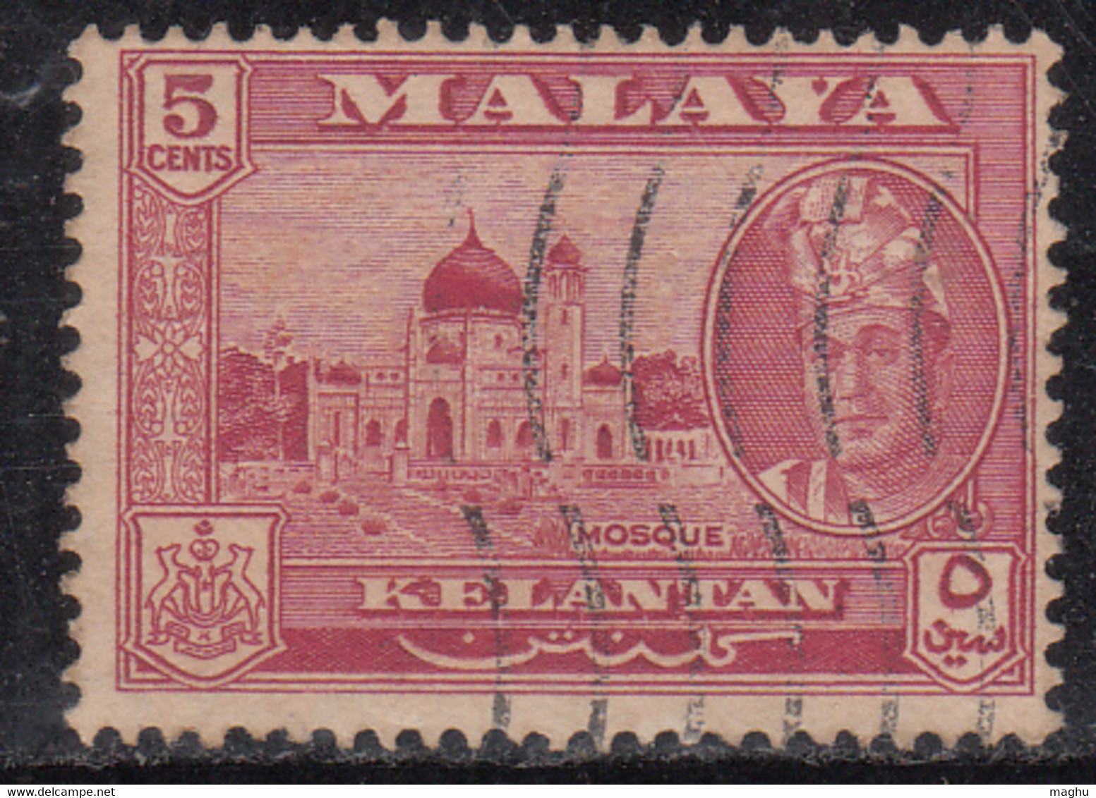 5c Used Kelantan, Mosque, Islam, Malaya, Malaysia Used 1961 - Kelantan