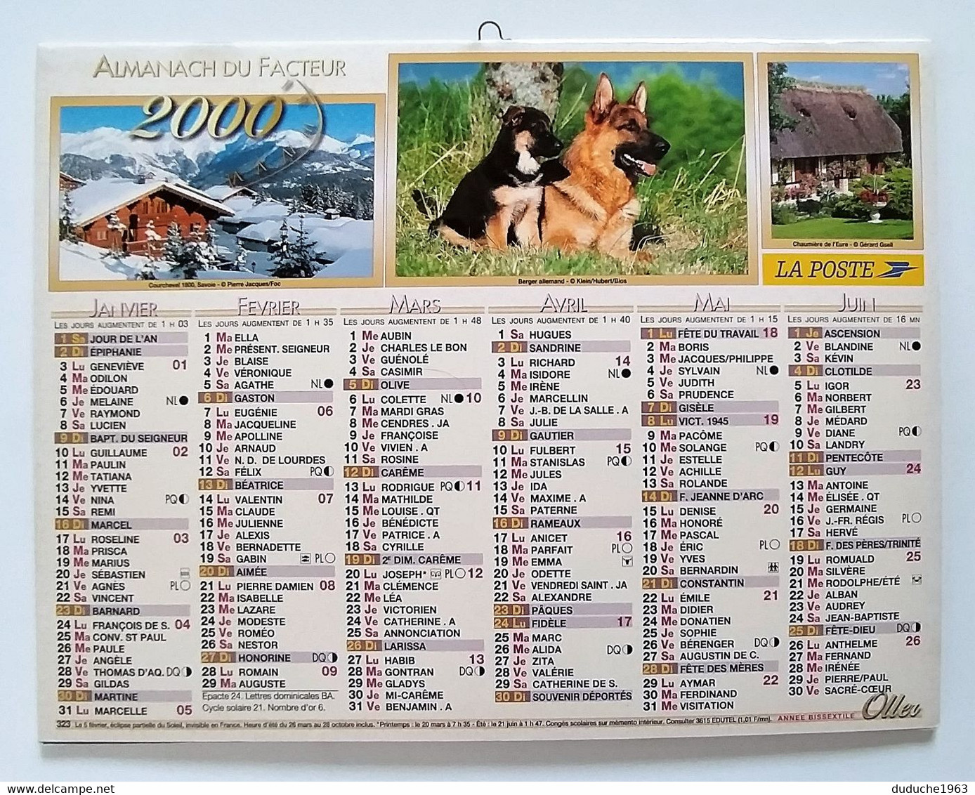 Calendrier La Poste - Almanach PTT 2000 - Seine Maritime - Grand Format : 1991-00