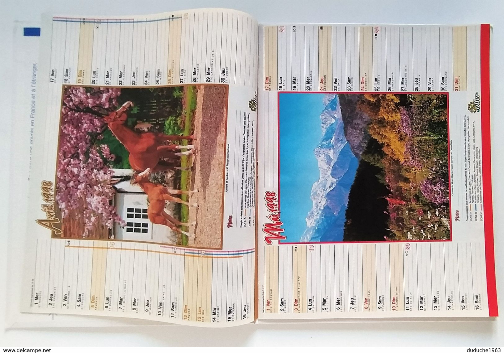 Calendrier La Poste - Almanach PTT 1998 - Gard - Grand Format : 1991-00