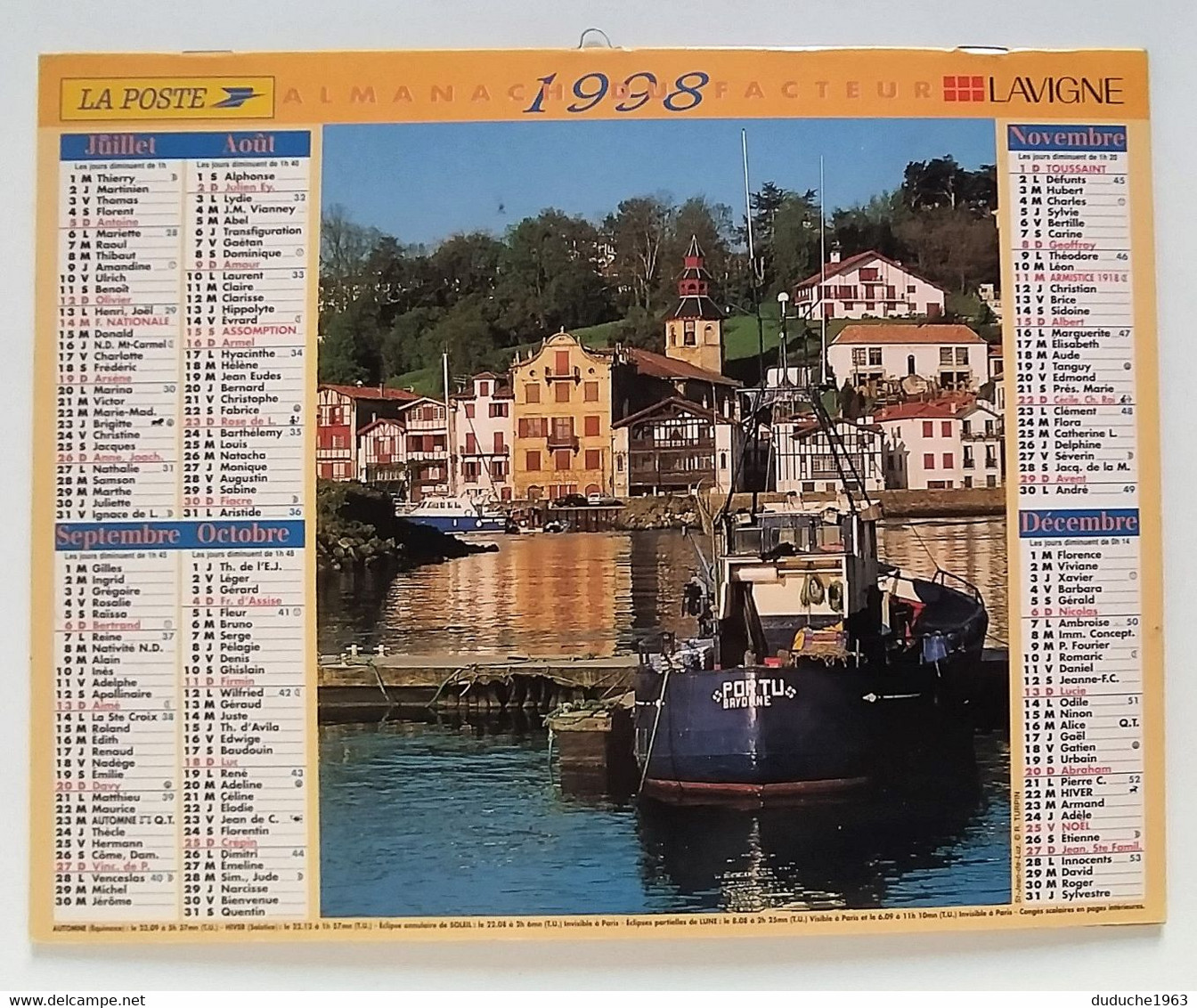 Calendrier La Poste - Almanach PTT 1998 + Poster - Bouches Du Rhône - Grand Format : 1991-00
