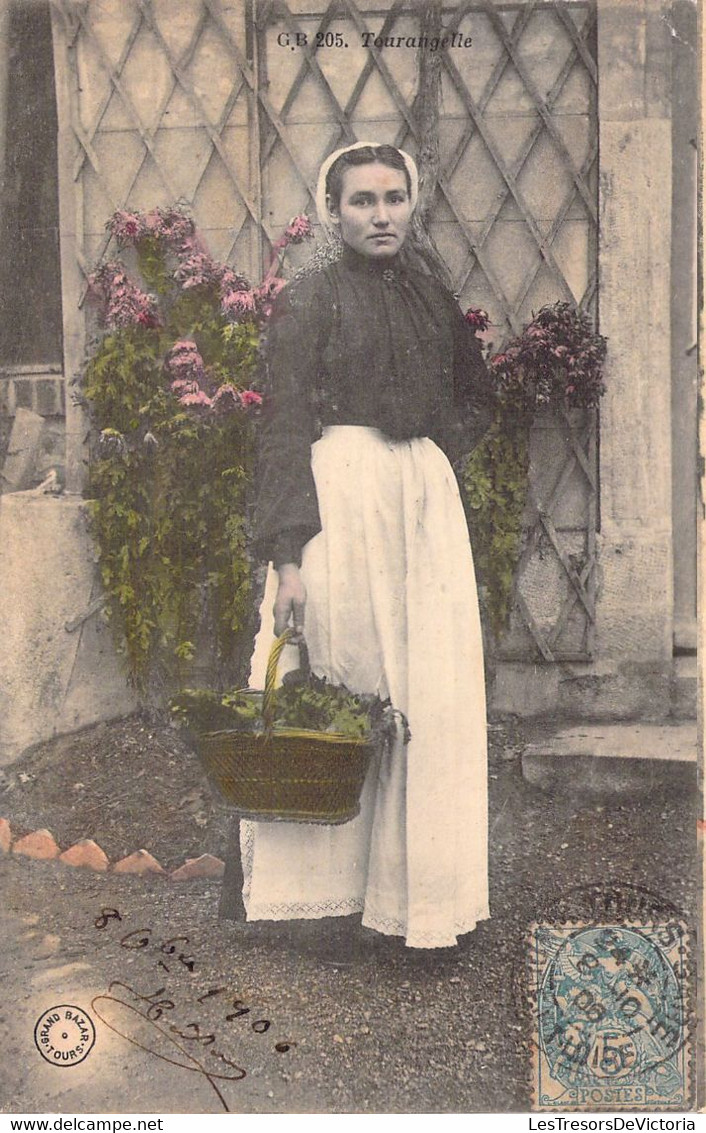 CPA Colorisée - Folklore - GB 205 - TOURANGELLE Avec Panier De Légumes - Costumes