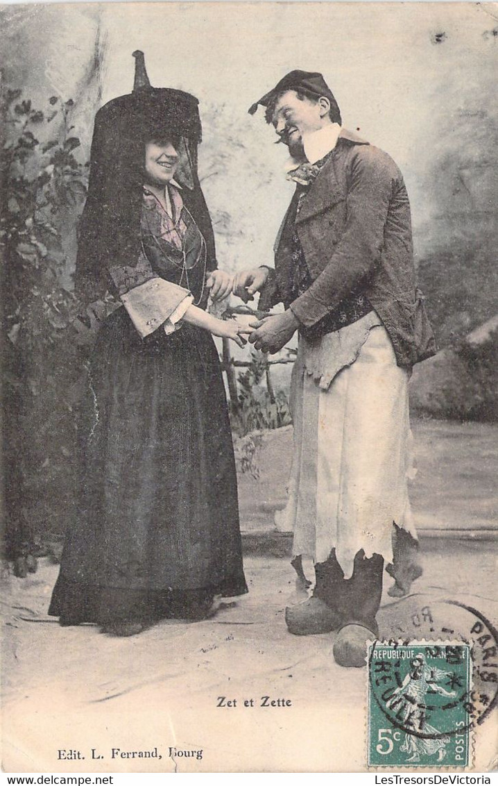 CPA Colorisée - Folklore - Zet Et Zette En Costume - édition L Ferrand BOURG - Costumes