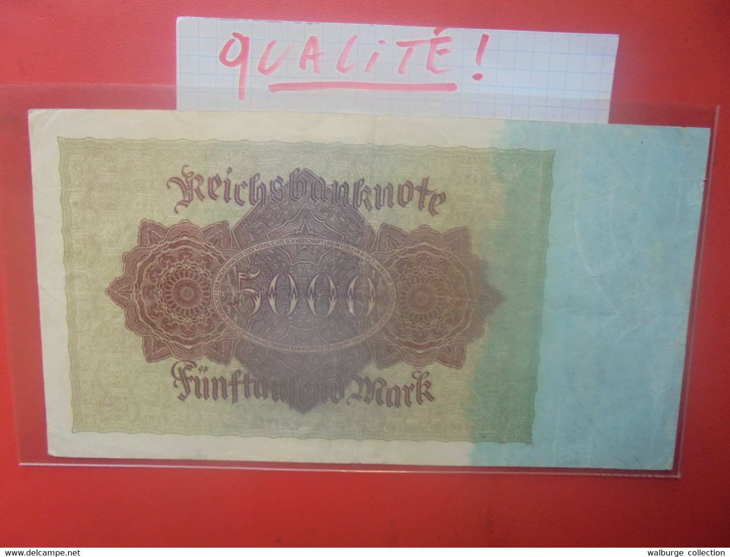 Reichsbanknote 5000 Mark 1922 Peu Circuler Très Belle Qualité (B.28) - 5.000 Mark