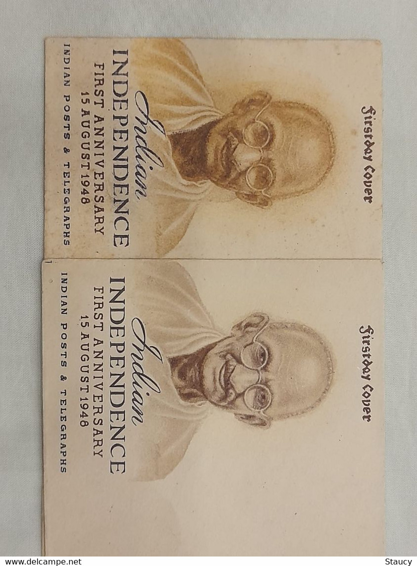 INDIA 1948 Error MAHATMA GANDHI BLANK FIRST DAY COVER "2 Different Shades" FDC Without Stamps As Per Scan - Neufs