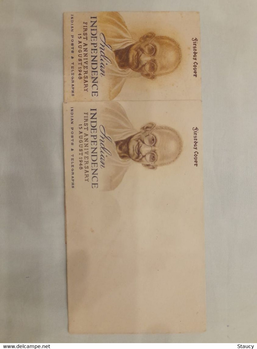 INDIA 1948 Error MAHATMA GANDHI BLANK FIRST DAY COVER "2 Different Shades" FDC Without Stamps As Per Scan - Neufs