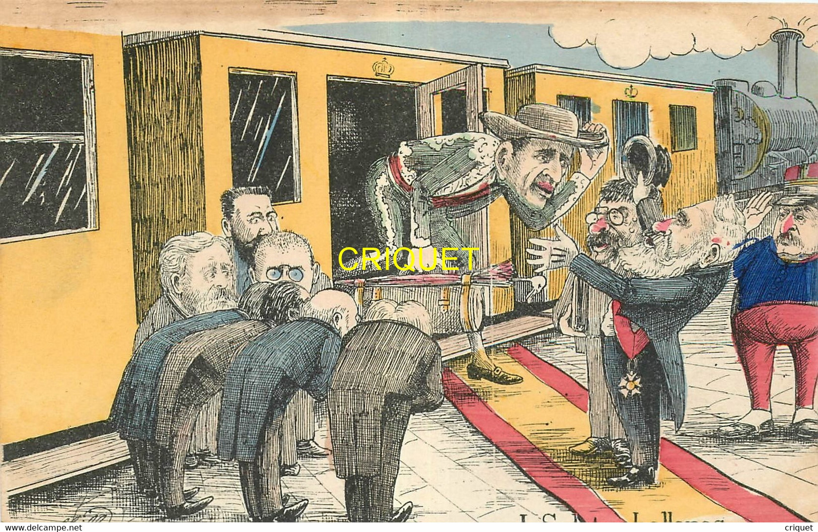 Illustrateur Mille, Politique Satirique, Alphonse XIII Accueilli En Gare, Carte Pas Très Courante - Mille