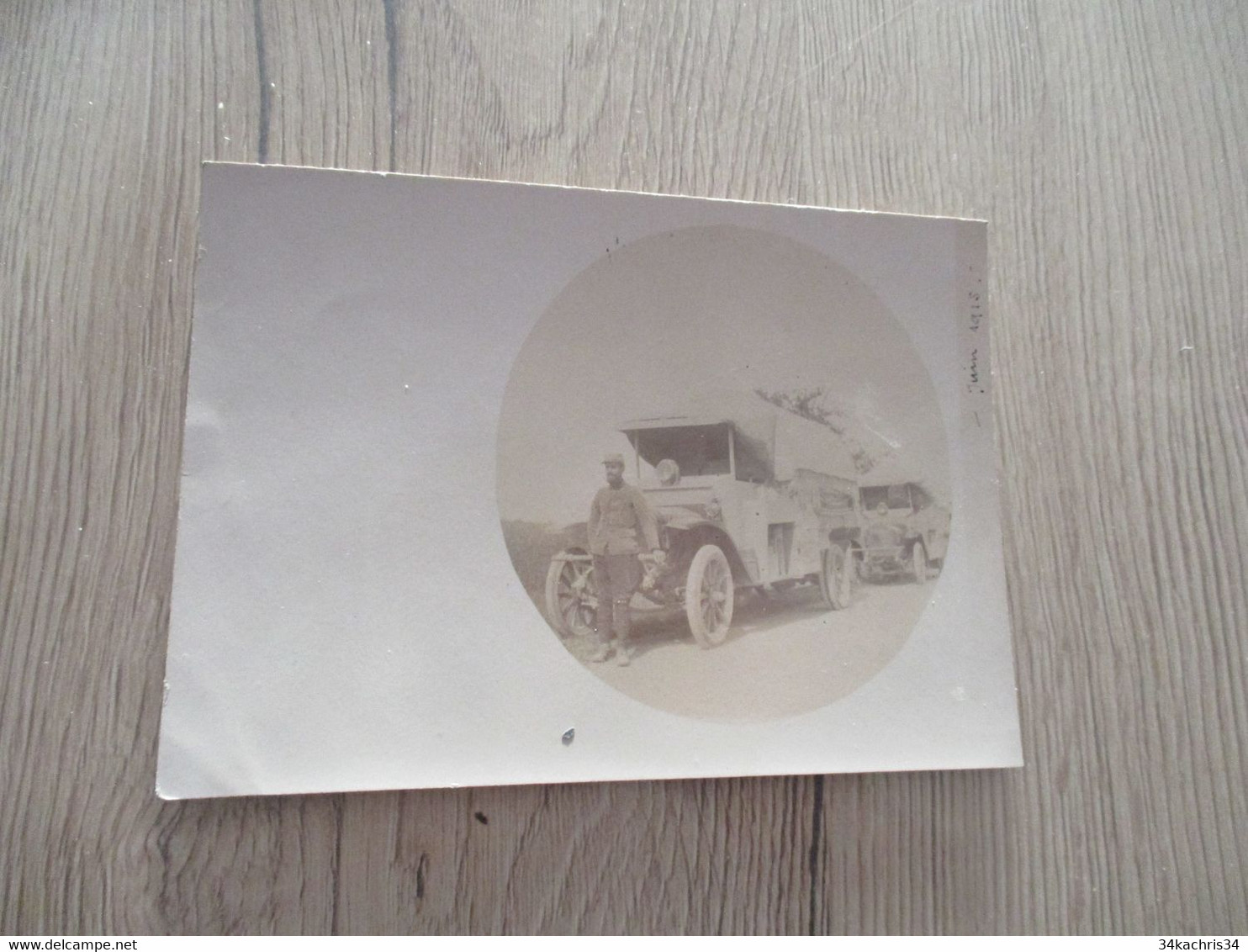 Carte Photo Militaria Recoupée 1915 Guerre 14/18 Convois Automobiles T.M.182 Autographe Au Dos Soldat Blachère Camion - Weltkrieg 1914-18