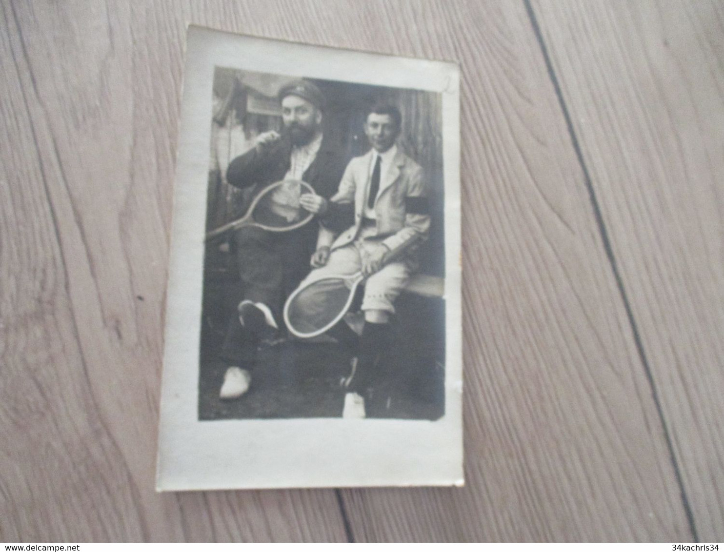 Carte Photo  Sport Tennis Deux Joueurs Peut être élève Et Entraineur - Tennis