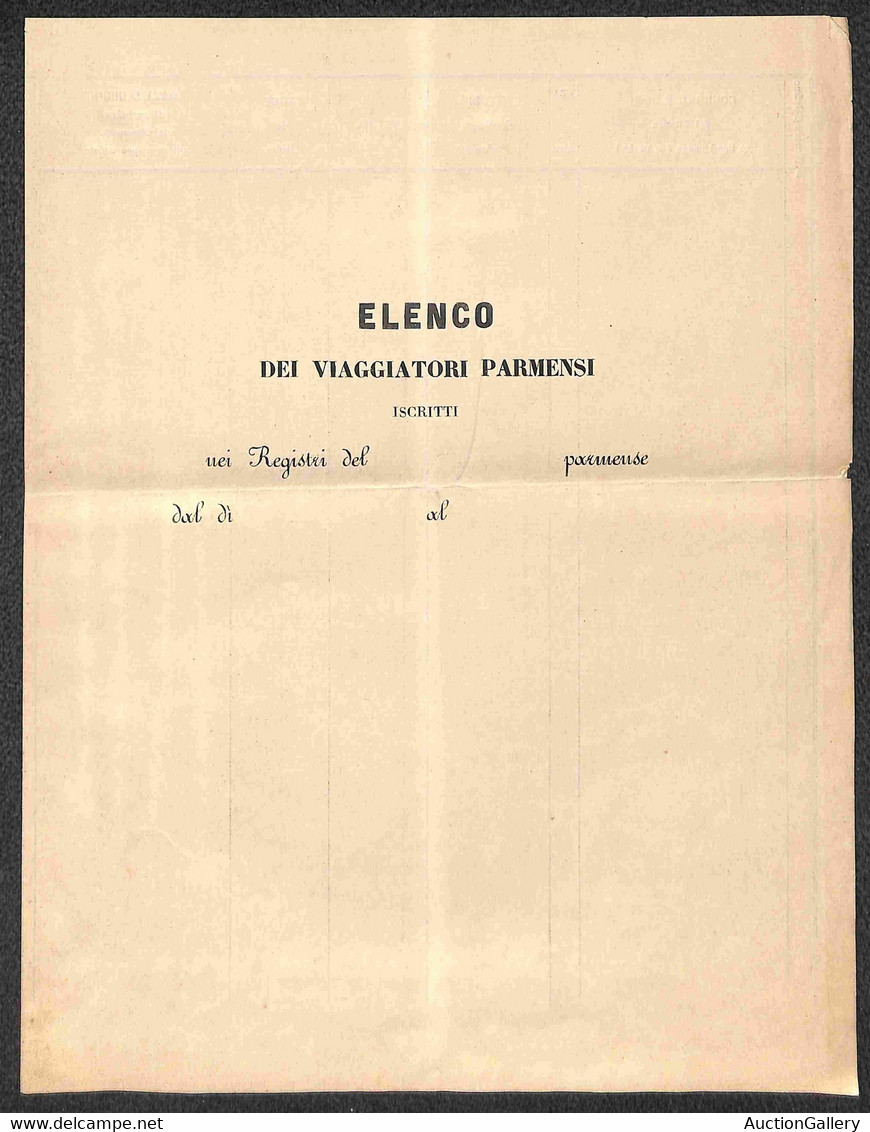 1854 (1 Febbraio) - Stati Parmensi/Affari Esteri - Circolare A Stampa Per Napoli Con Uniti Moduli Per Elenco Dei Viaggia - Other & Unclassified