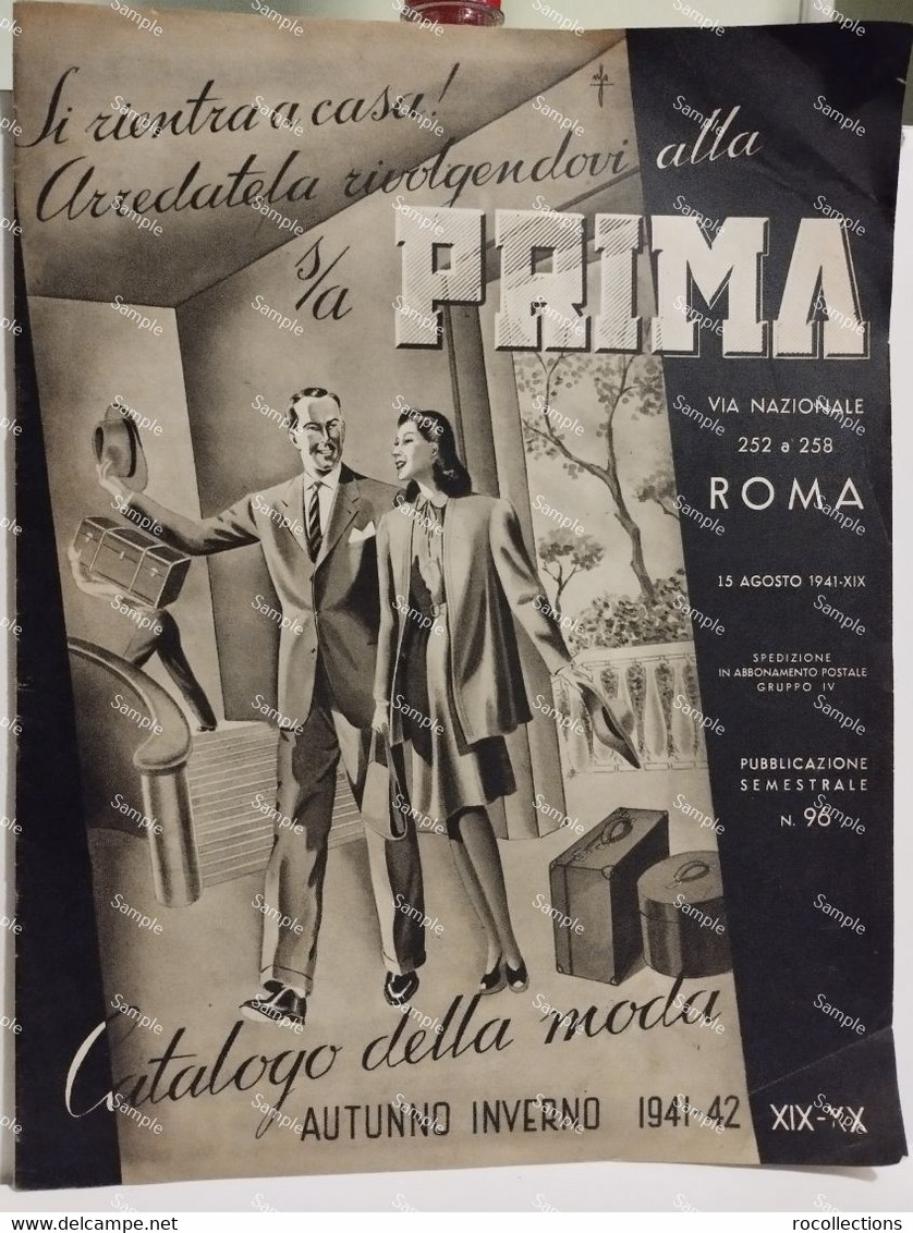 Italy Fashion Design Vogue Store Catalog. Italia PRIMA Negozio Catalogo Moda 1941-1942 Roma Via Nazionale - Mode