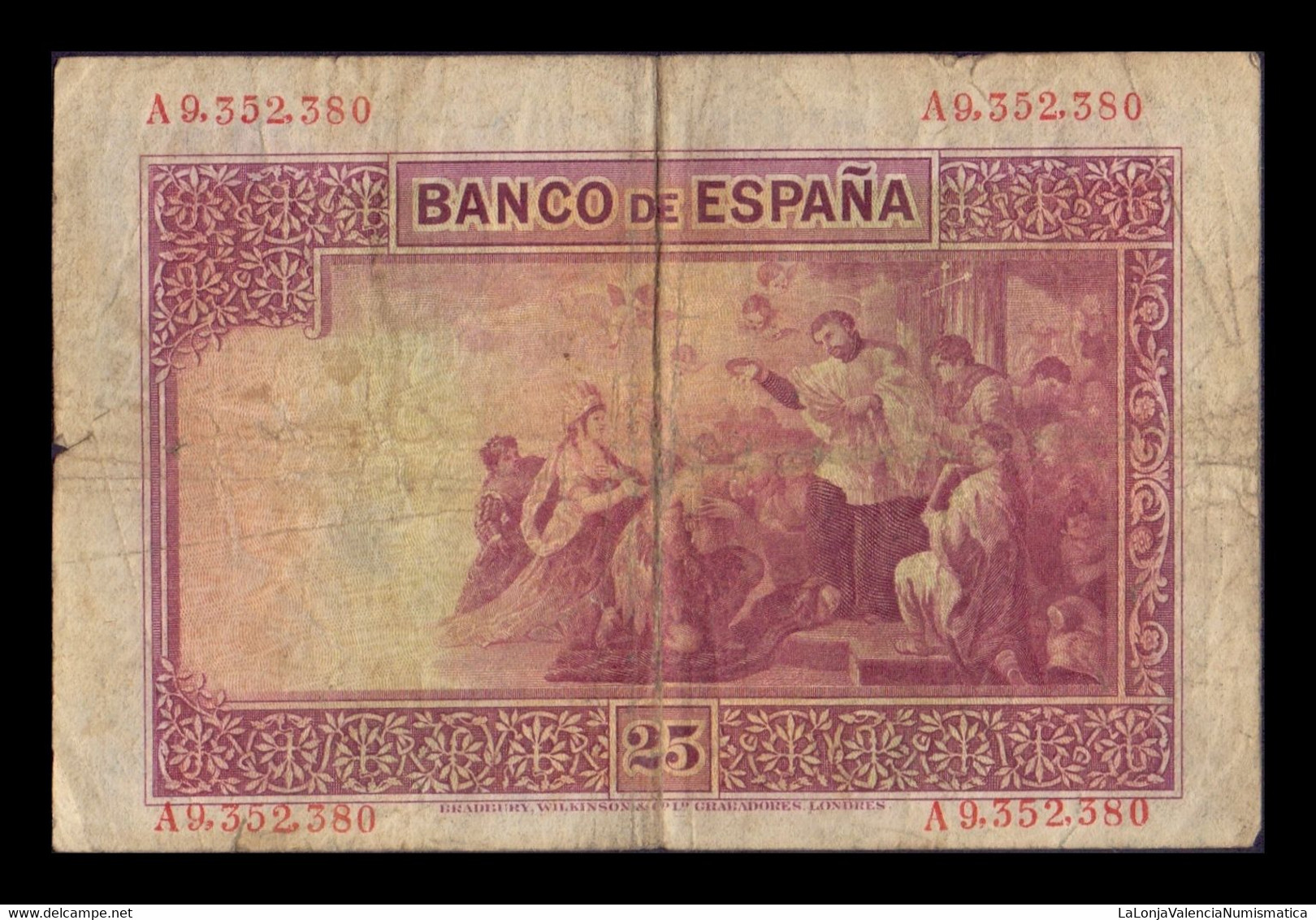 España Spain 25 Pesetas San Francisco Xavier 1926 Pick 71 T.380 BC F - 1-2-5-25 Peseten