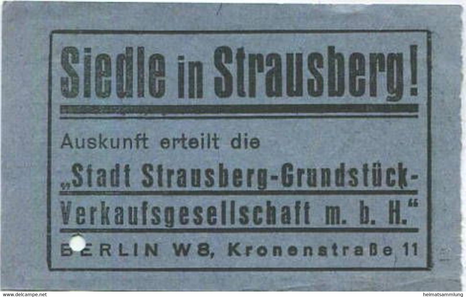 Deutschland - Strausberg - Strausberger Eisenbahn Aktiengesellschaft - Ganze Strecke Fahrschein RM 0.30 - Europe