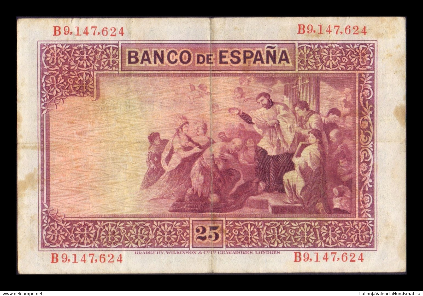 España Spain 25 Pesetas San Francisco Xavier 1926 Pick 71 T.624 MBC VF - 1-2-5-25 Pesetas