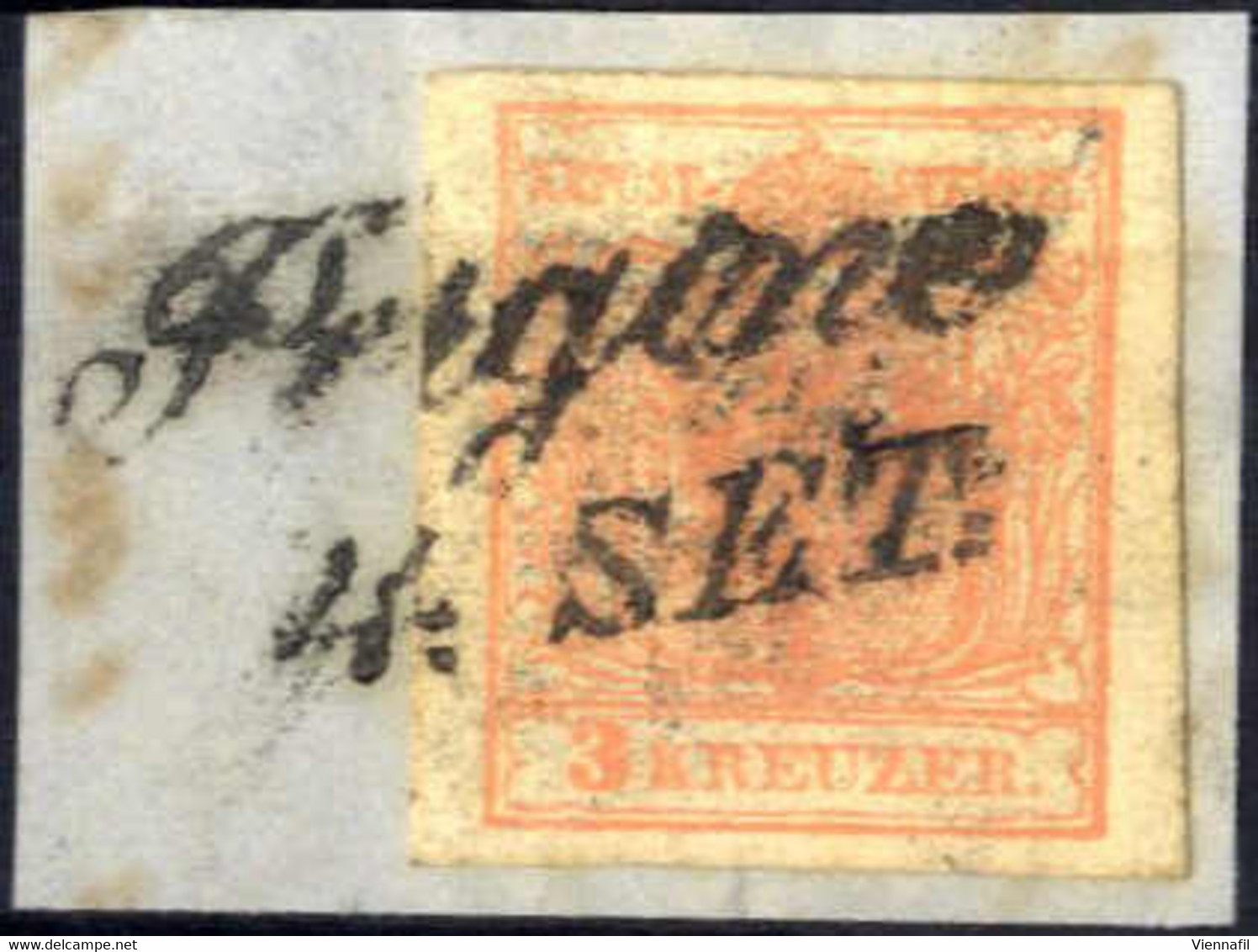 Piece "Pergine", SL-I (12 Punkte) Auf Briefstück Mit 3 Kr. Rot, ANK 3 - Autres & Non Classés