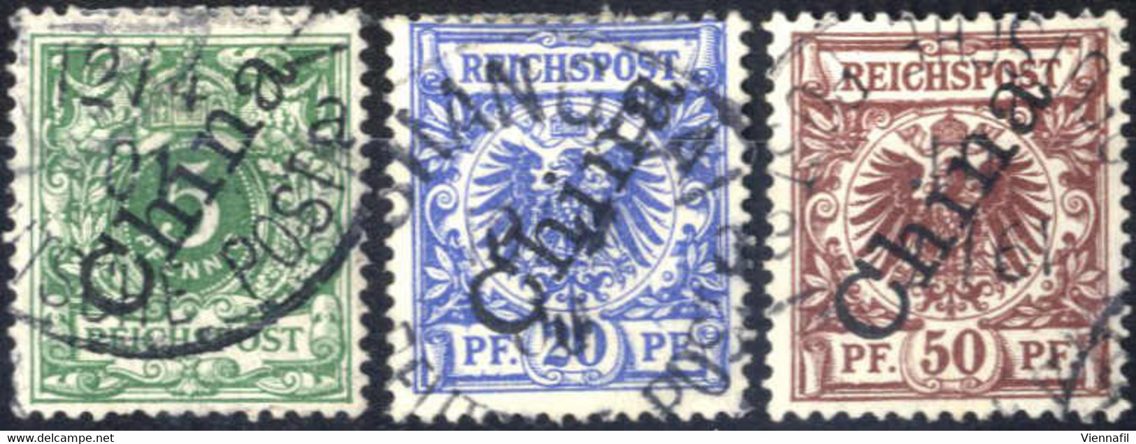 O 1898, Krone Adler Mit Steilem Aufdruck, 5, 20, 50 Pf , Gestempelt, Mi. 2,4,6 II - Bureau: Chine