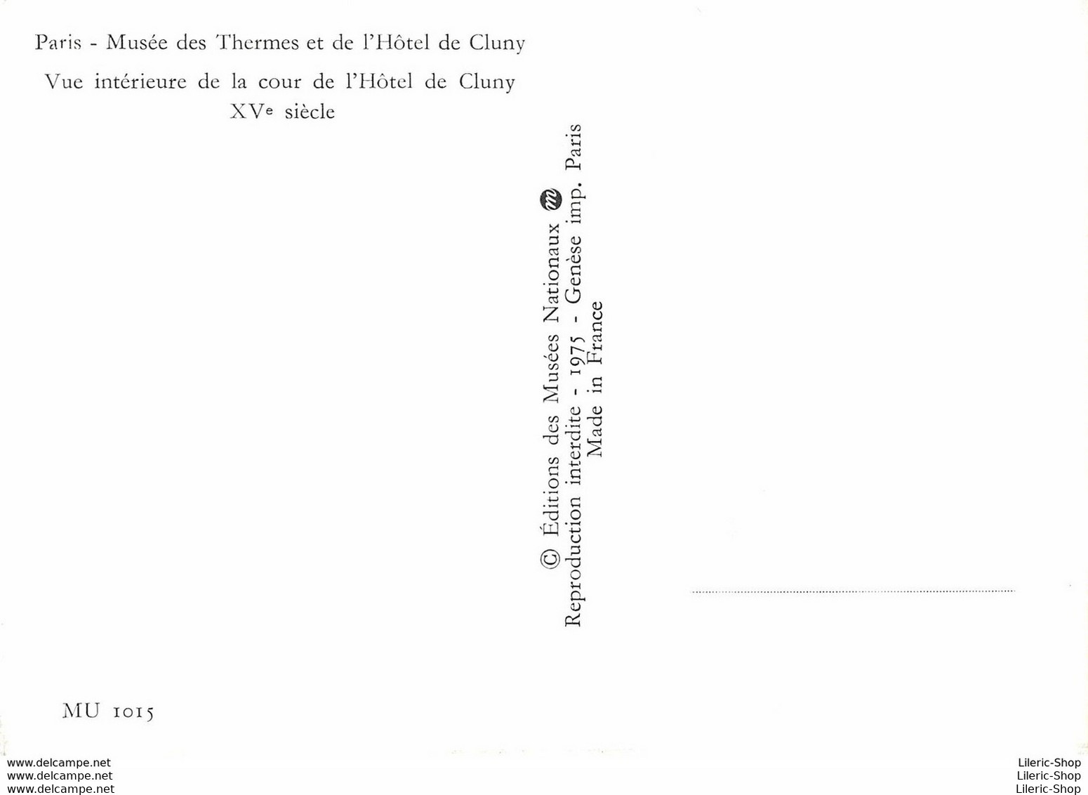 [75] PARIS - MUSÉE DES THERMES ET DE L'HÔTEL DE CLUNY -VUE INTÉRIEURE DE LA COUR - CPM ♥♥♥ - Musea